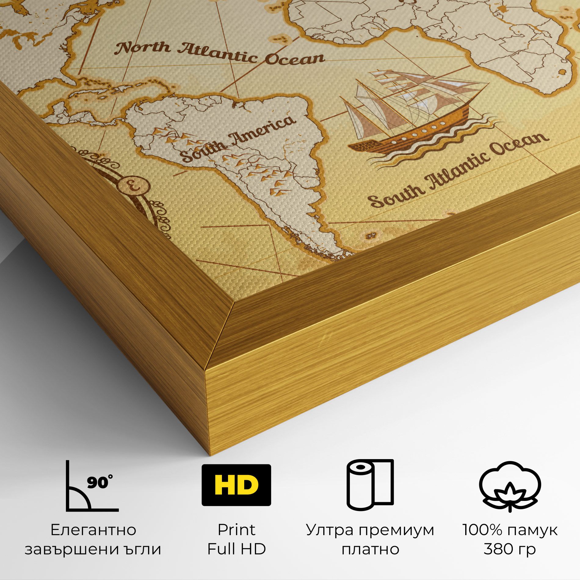 Gold Vintage Map mockup 4