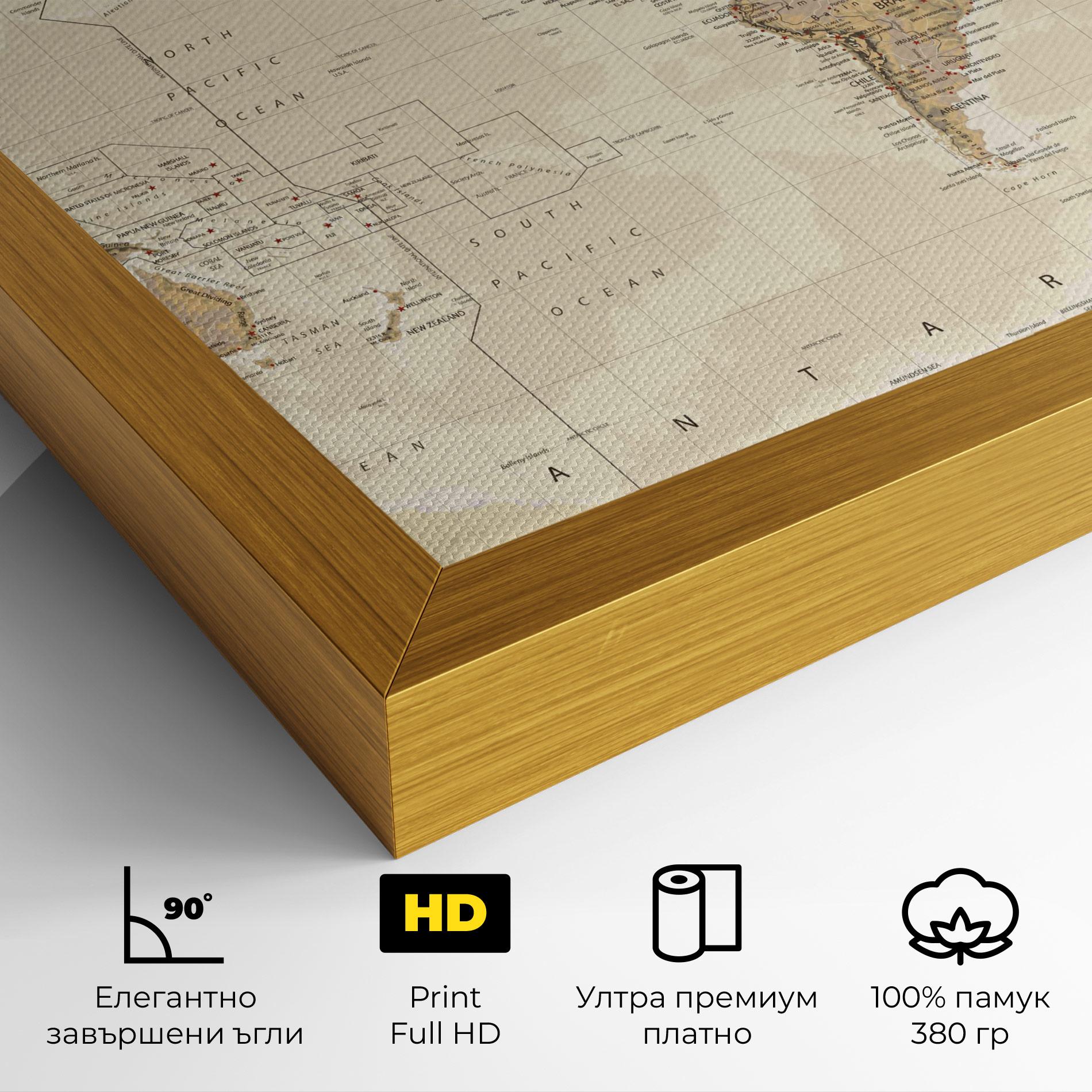 Картина на платно Old Canada Map mockup 4