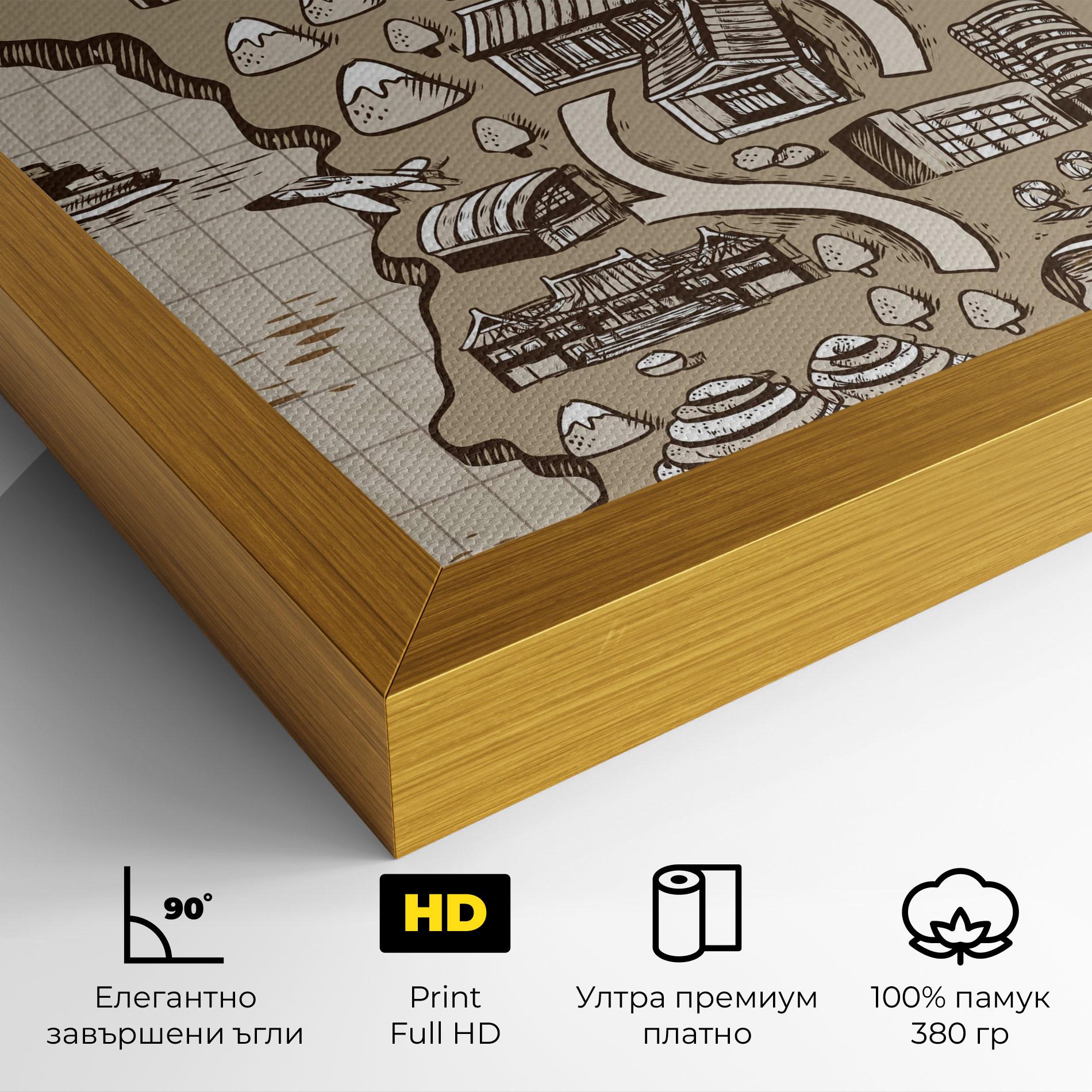 Картина на платно Old Korea Map mockup 4