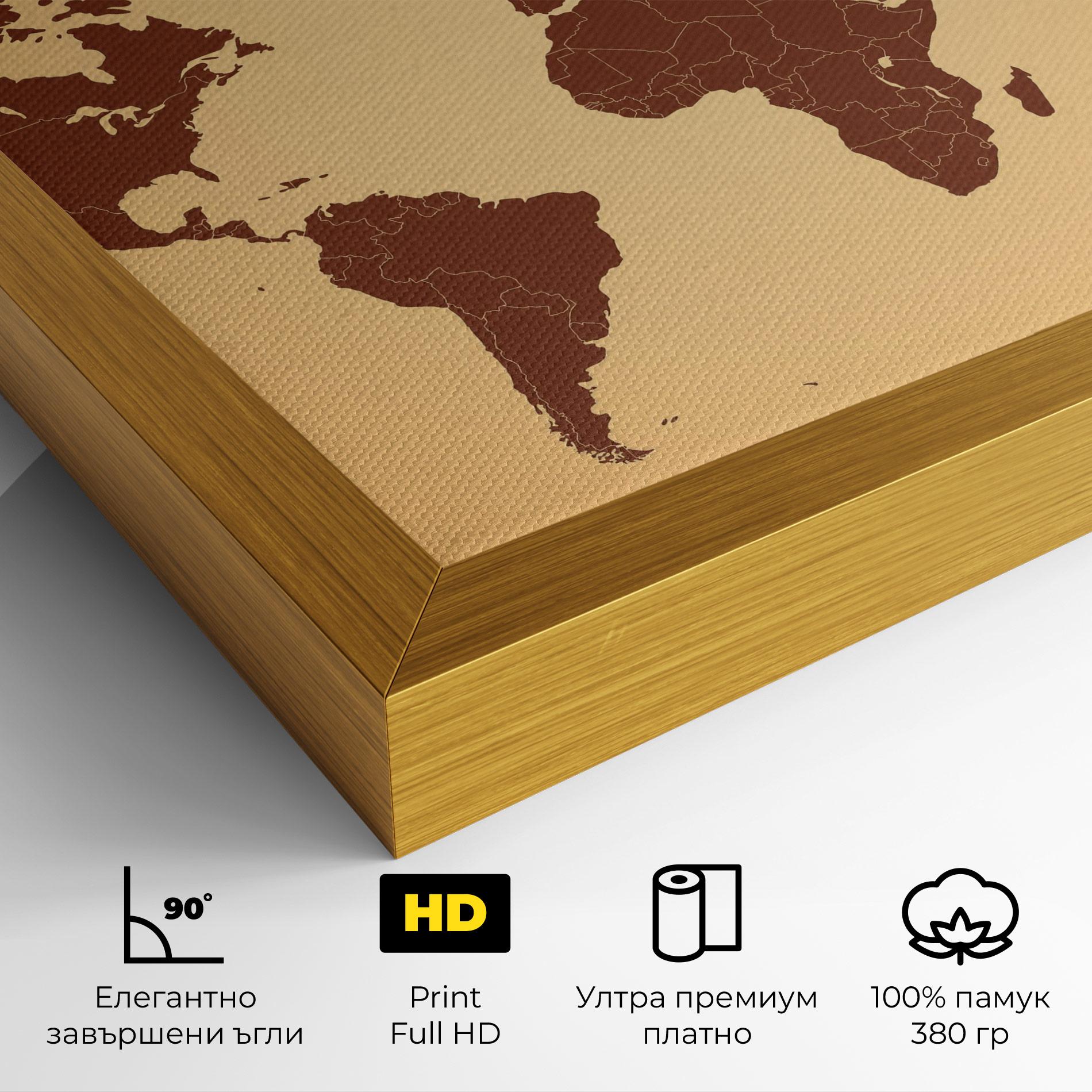 Картина на платно Vintage World Map mockup 4