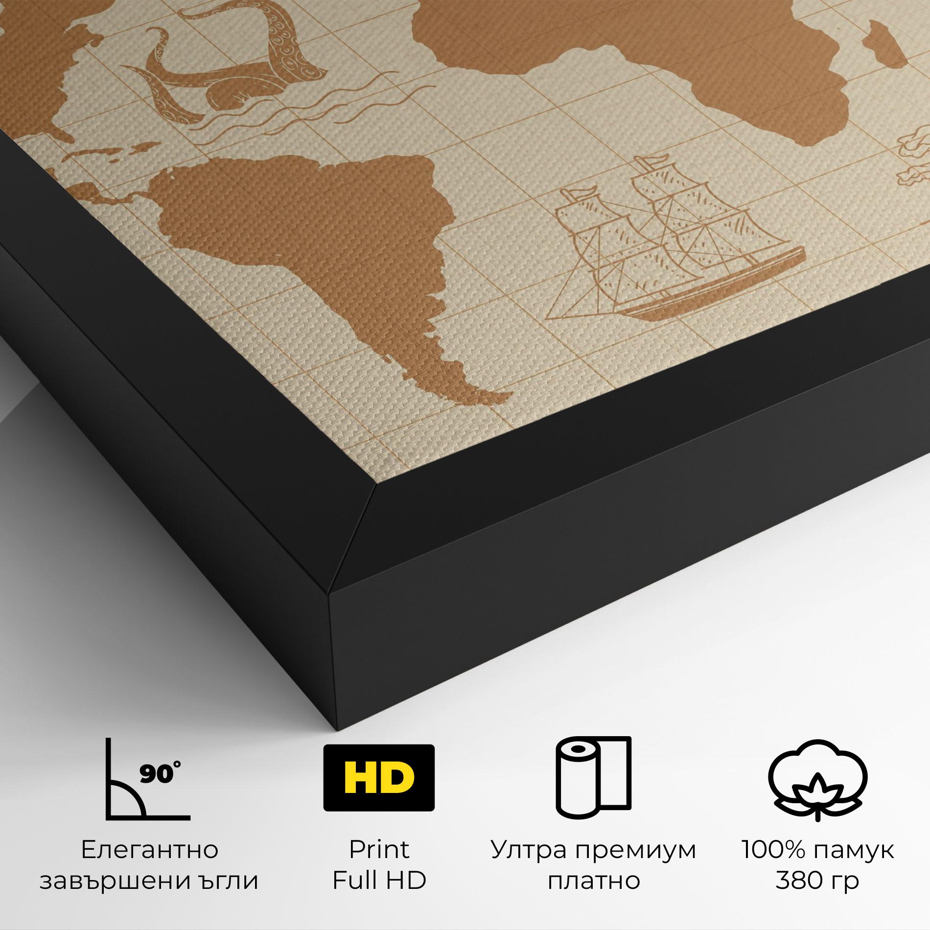 Картина на платно Light Cream Map mockup 4