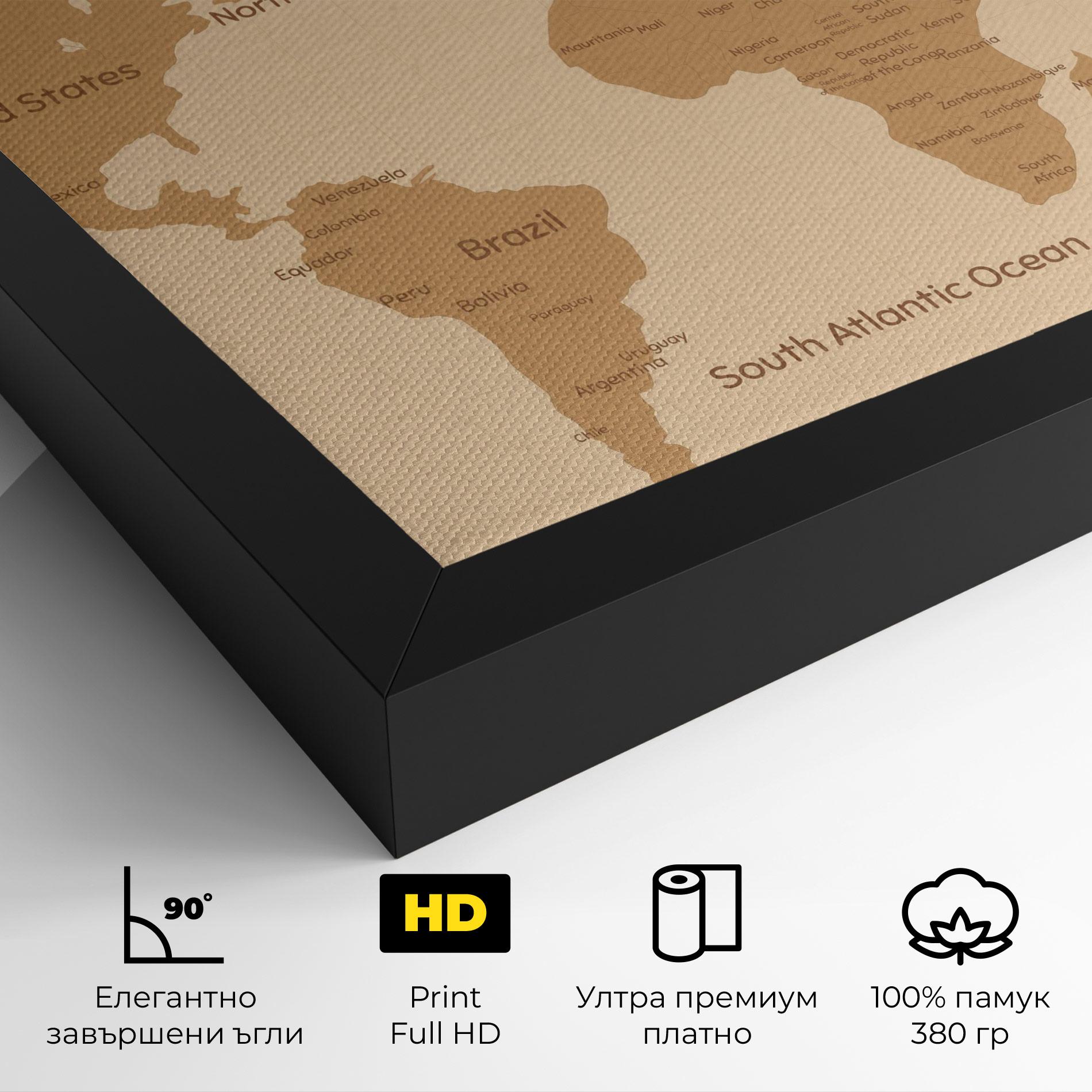 Картина на платно Ocean Old Map mockup 4