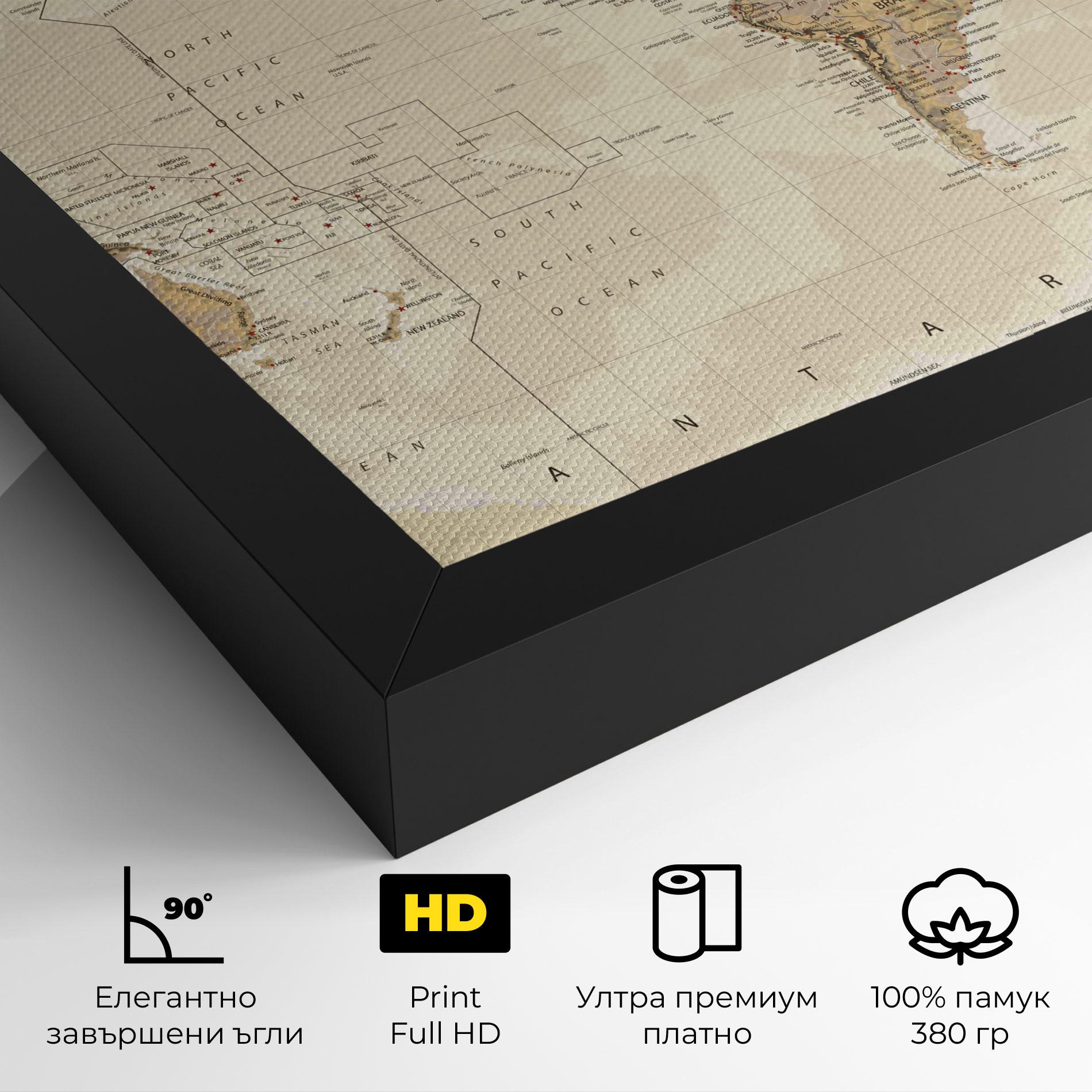 Картина на платно Old Canada Map mockup 4