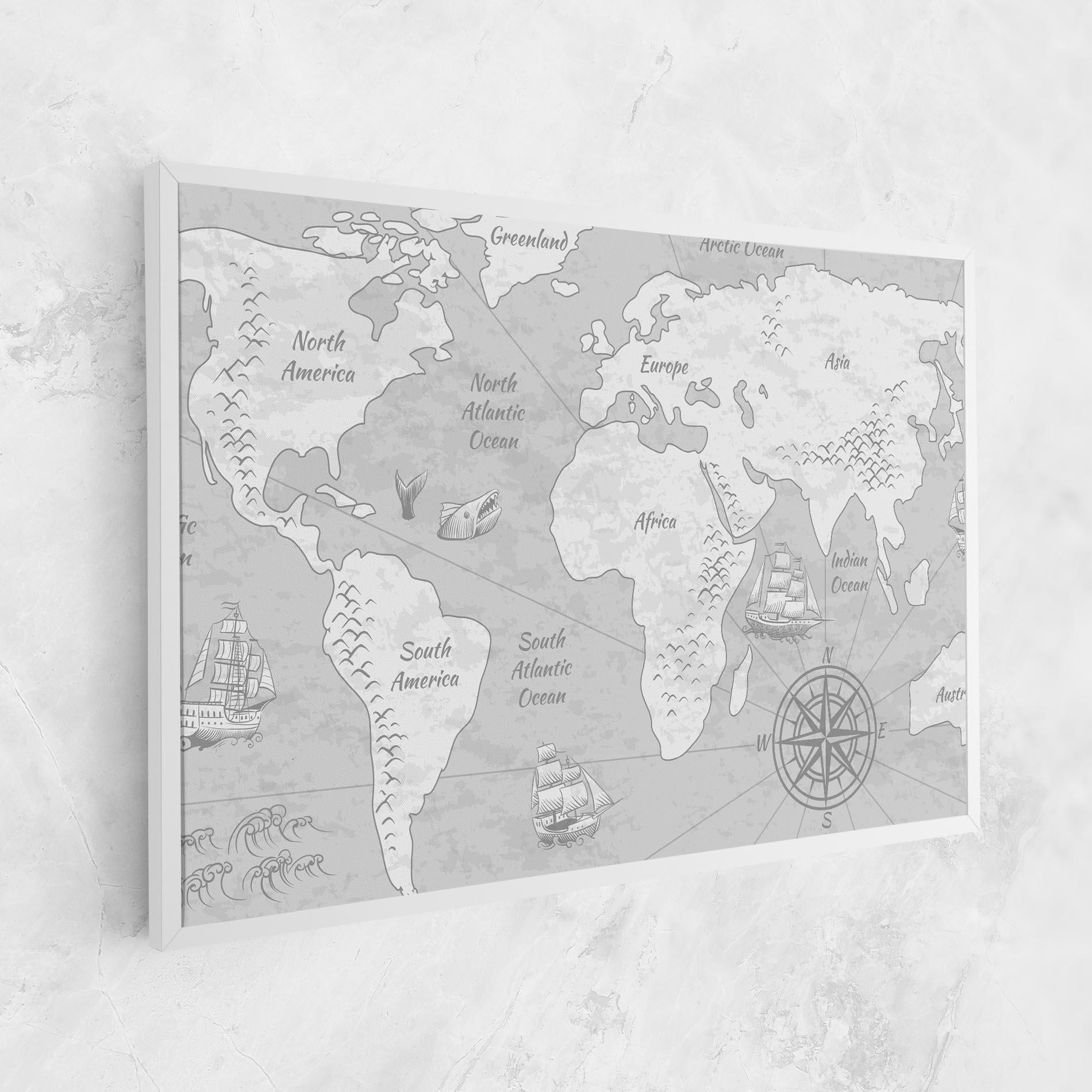 Картина на платно Grey Old Map mockup 1