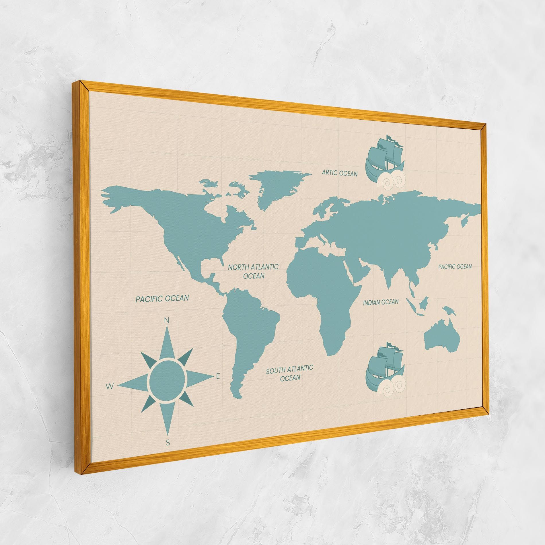 Cream Blue Map mockup 1