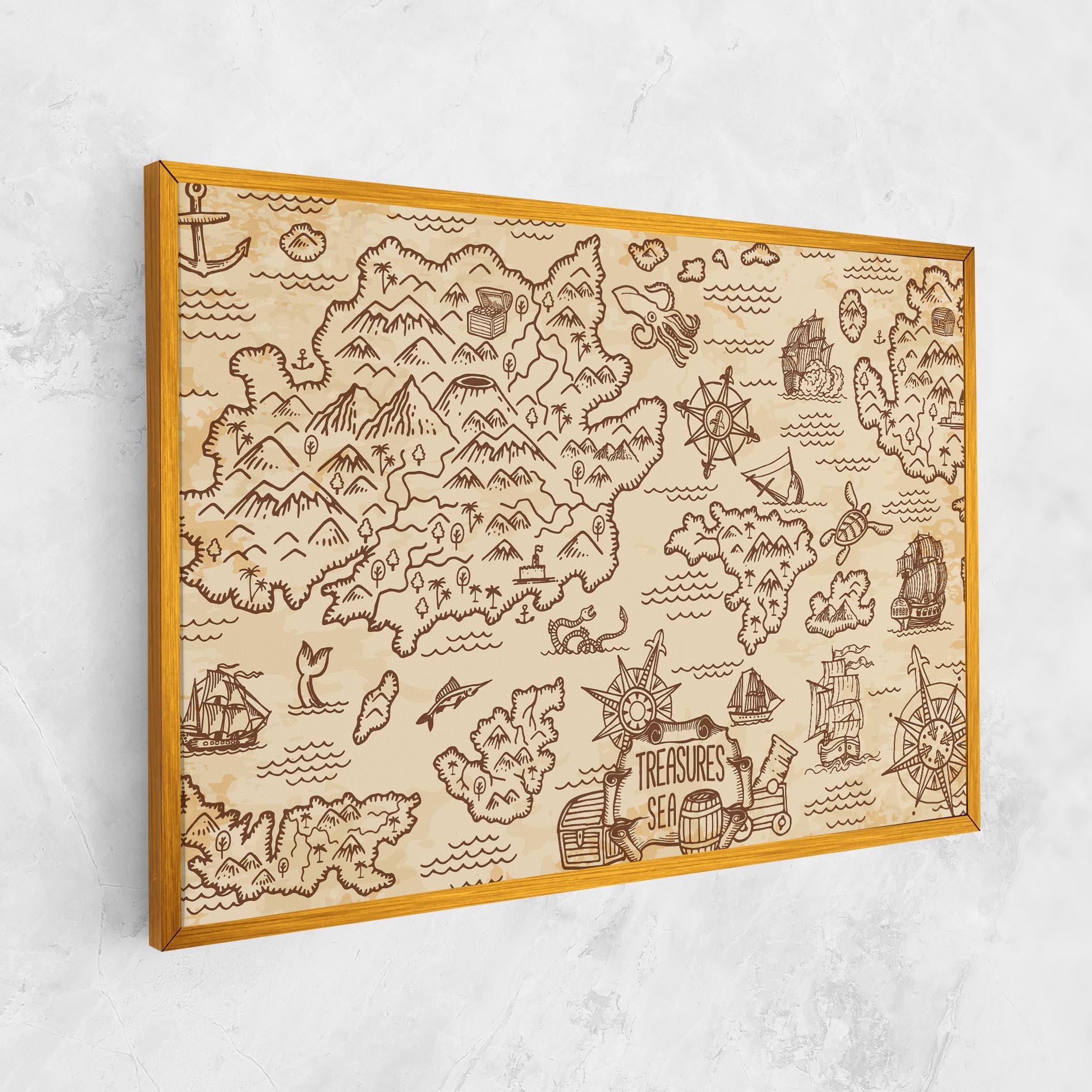 Картина на платно Cream Coffee Map mockup 1