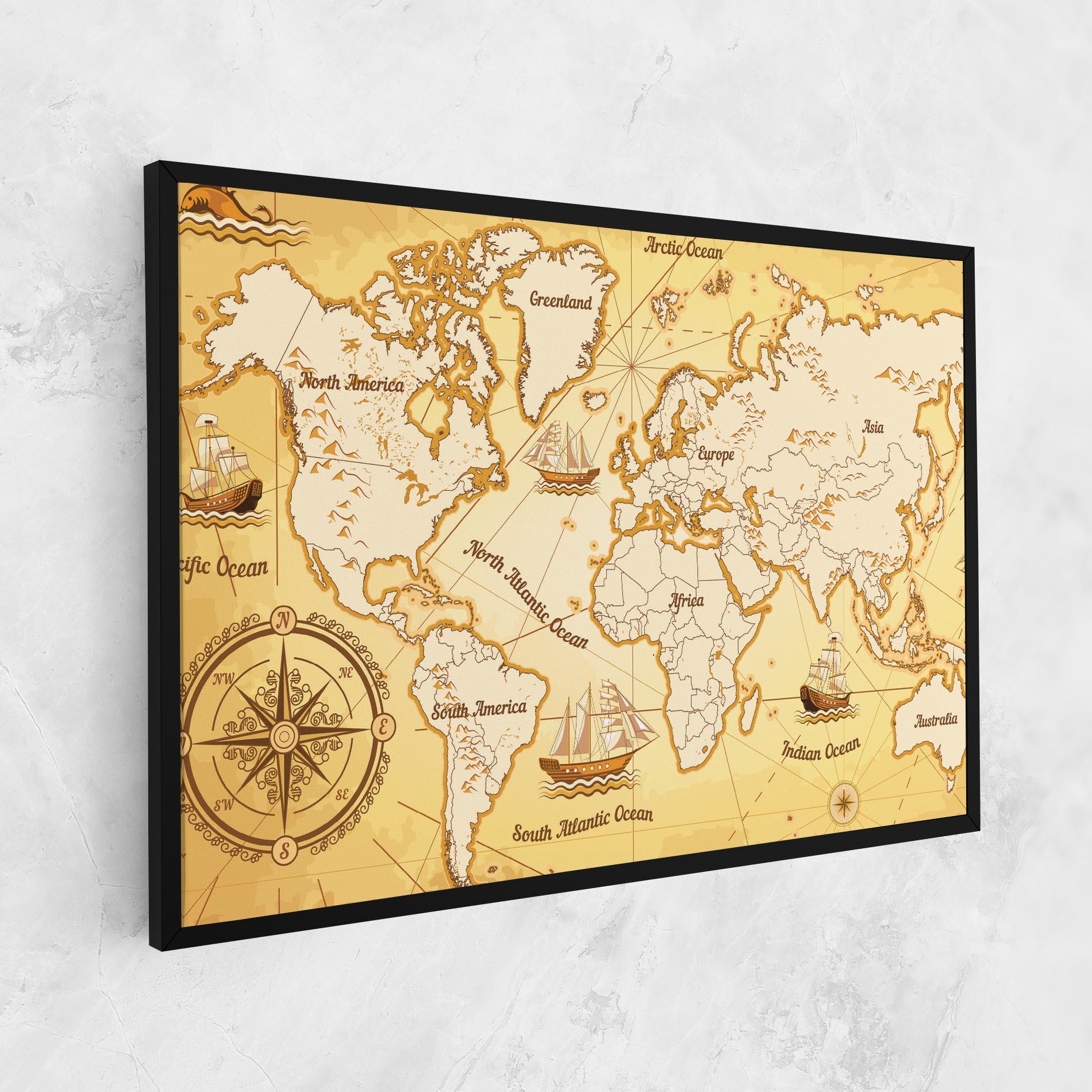 Картина на платно Gold Vintage Map mockup 1