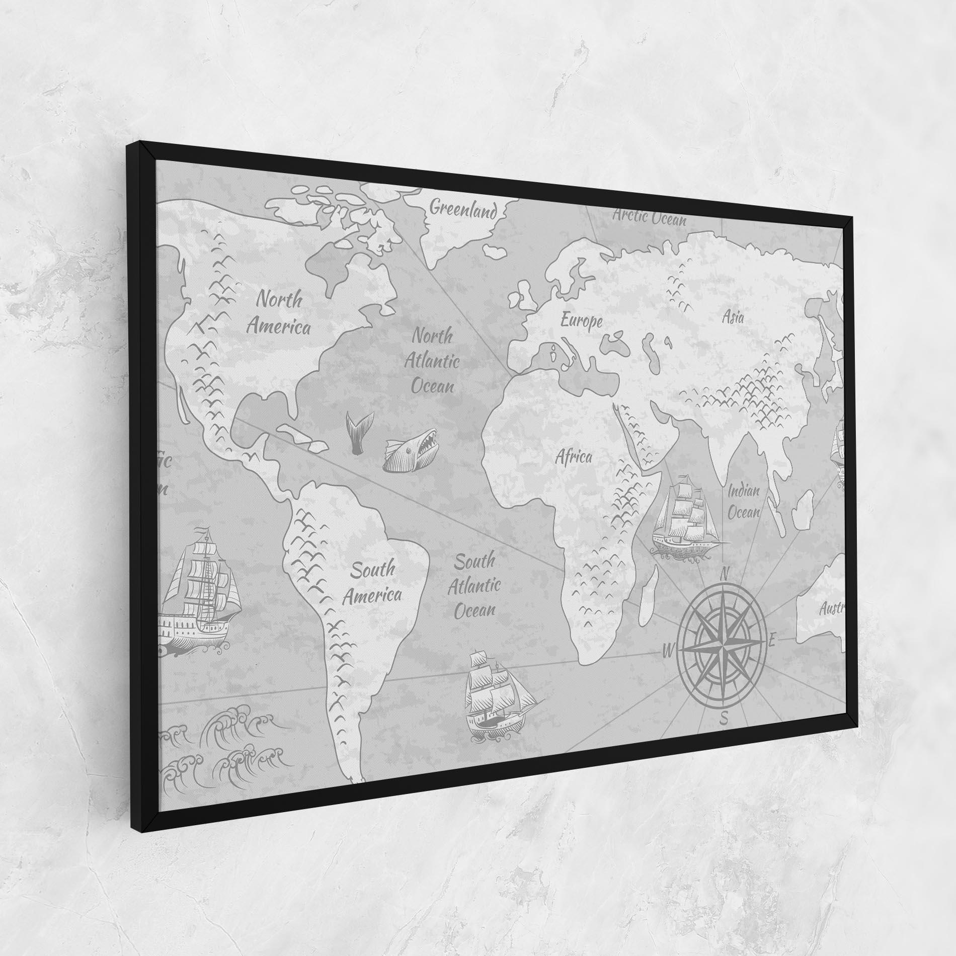 Картина на платно Grey Old Map mockup 1