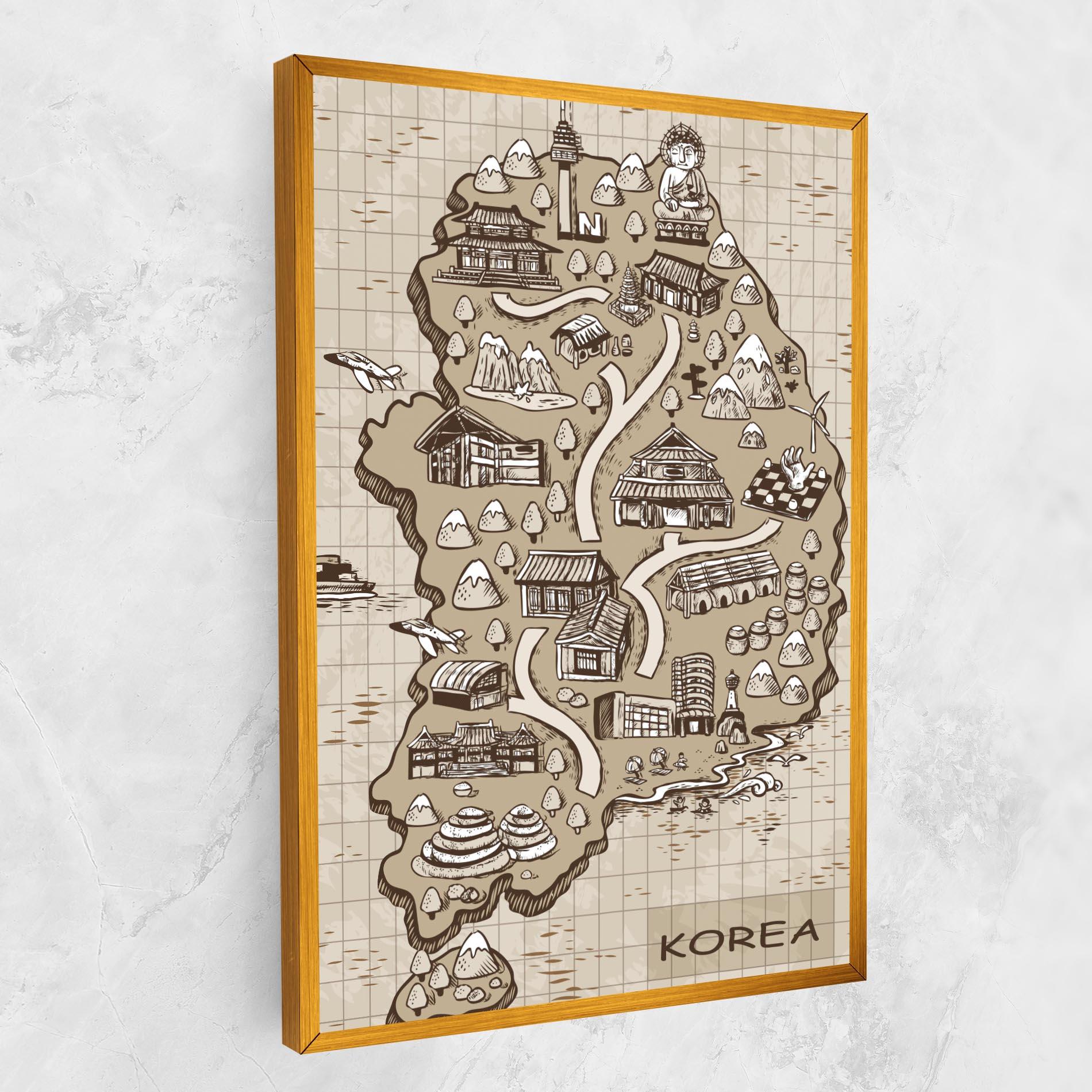 Картина на платно Old Korea Map mockup 1
