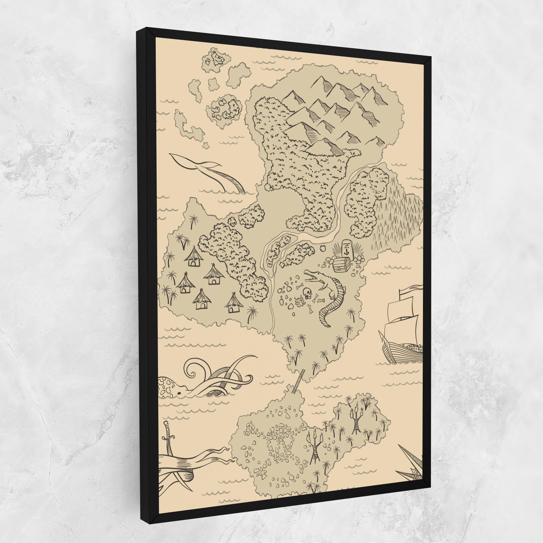 Картина на платно Island Old Map mockup 1