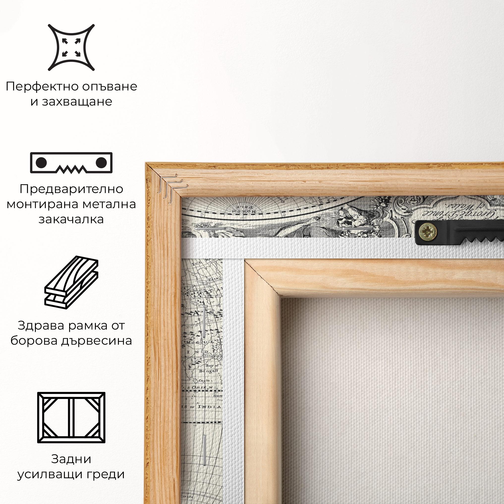 Картина на платно Black White Map mockup 5