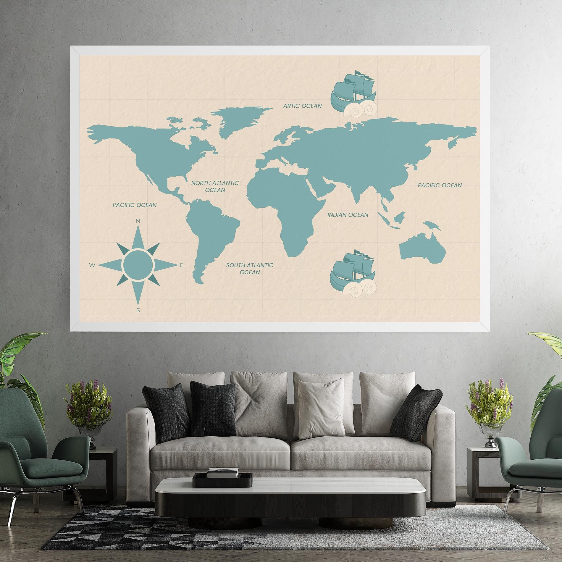 Cream Blue Map mockup 7