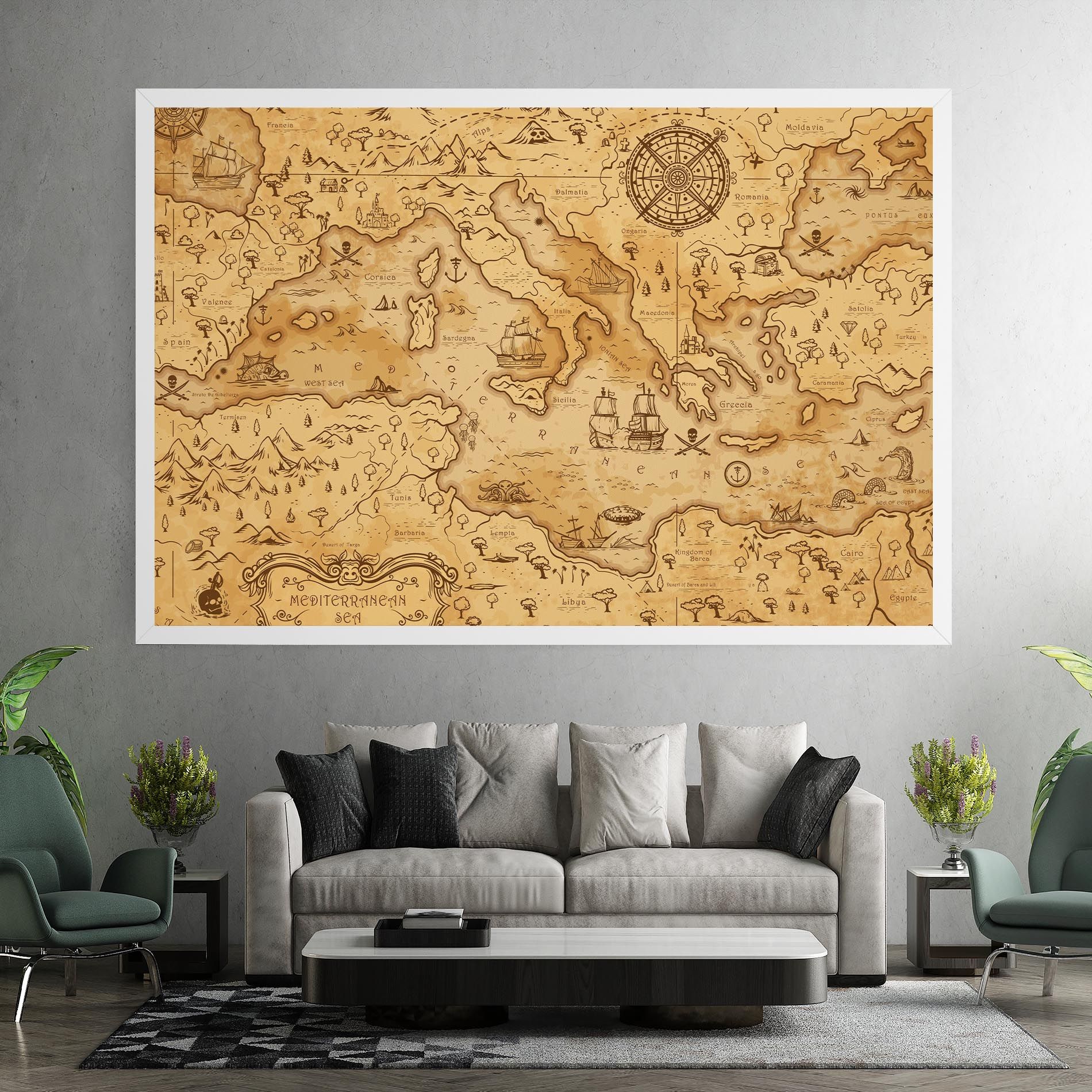 Cream Brown Map mockup 7