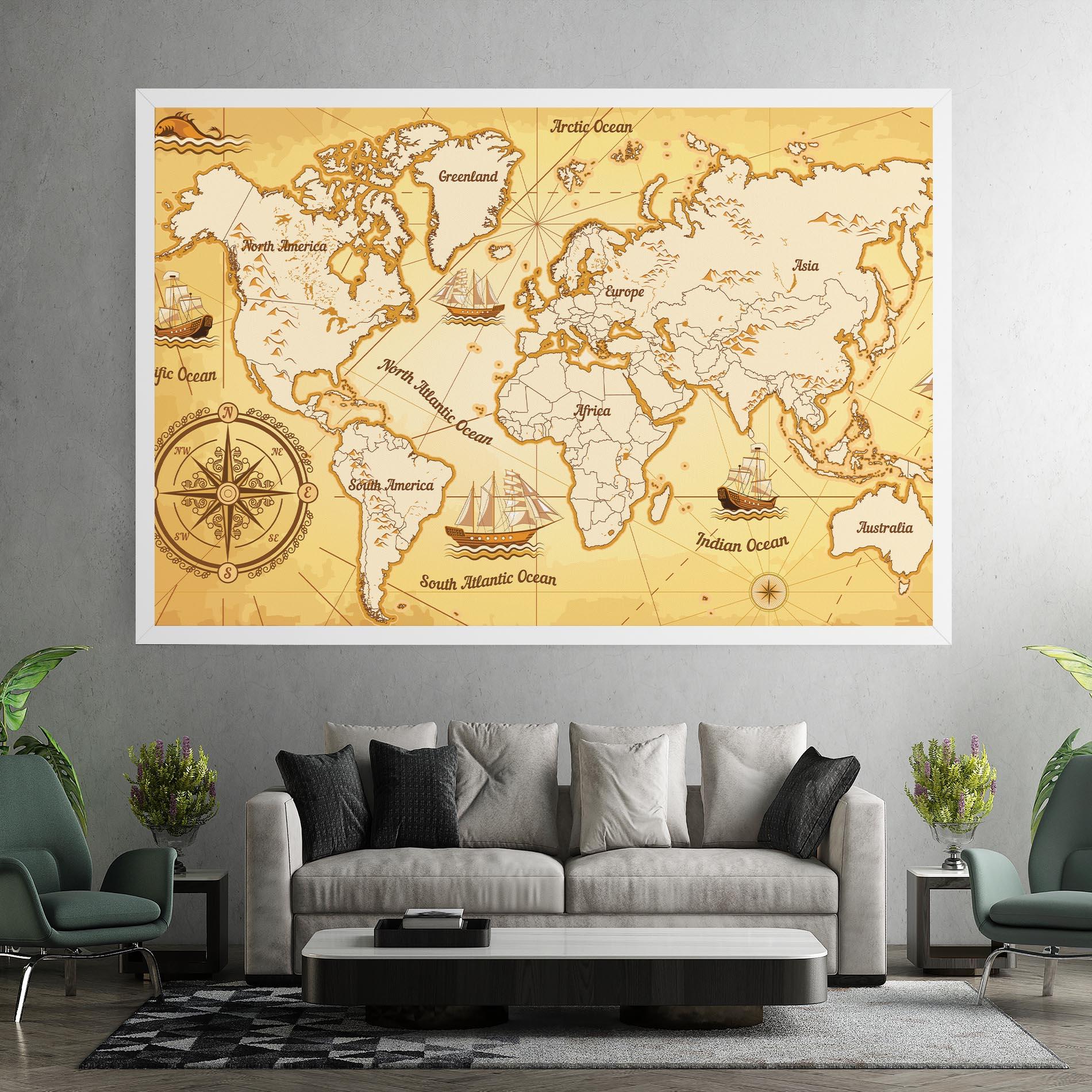 Картина на платно Gold Vintage Map mockup 7