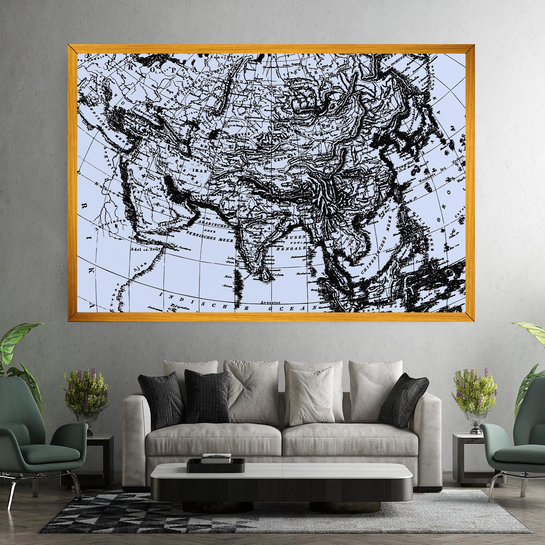 Картина на платно Blue Old Map mockup 7