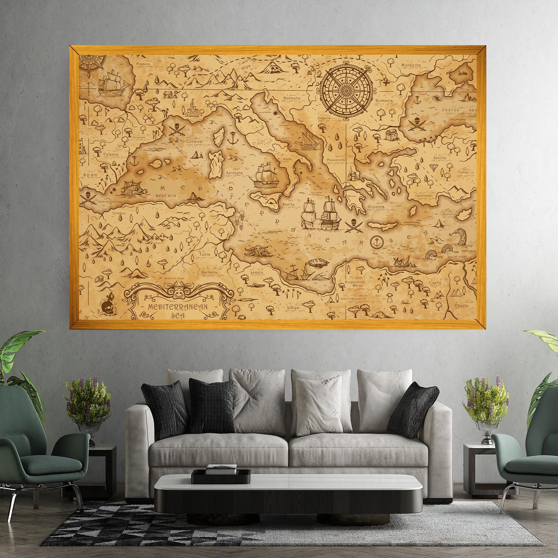Cream Brown Map mockup 7