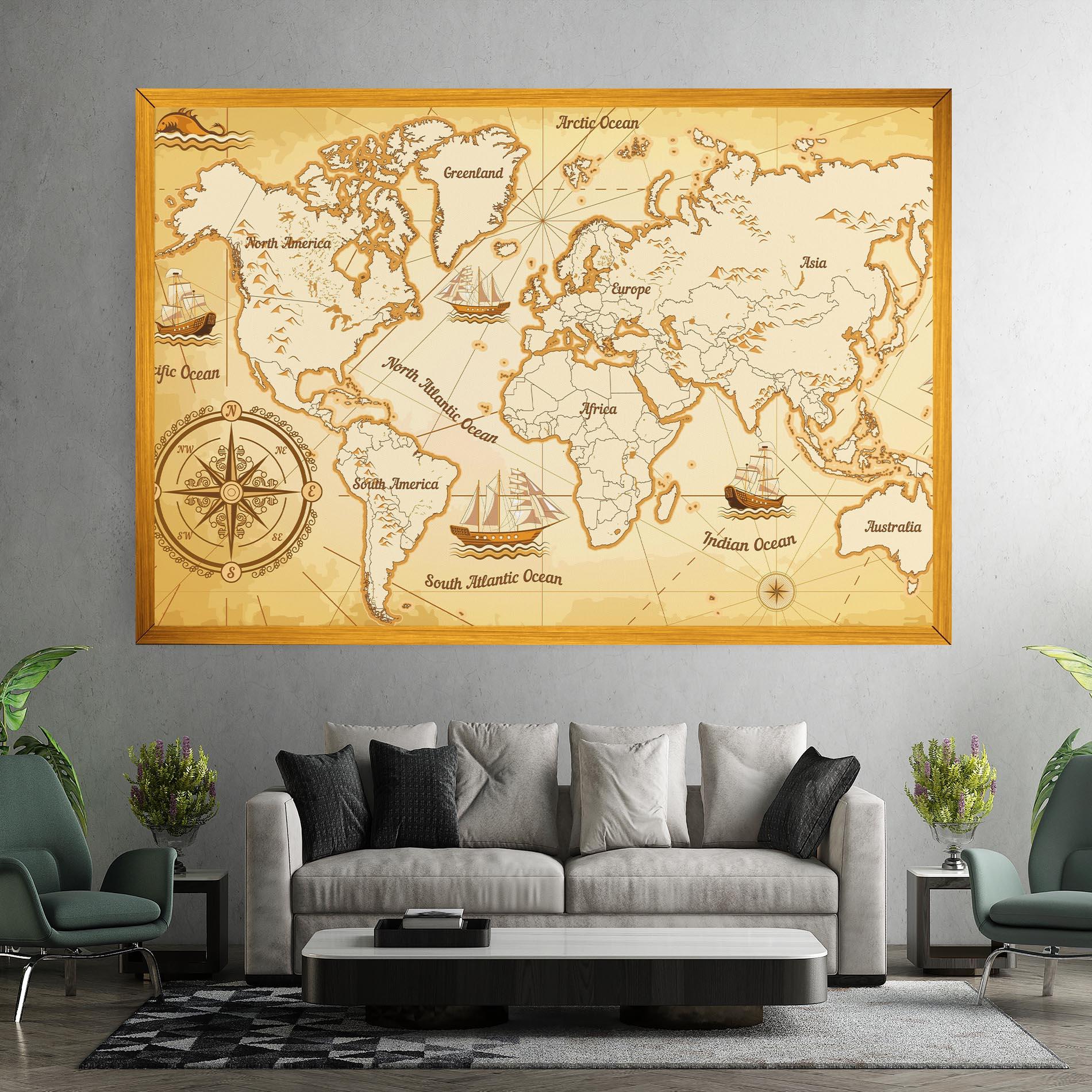 Картина на платно Gold Old Map mockup 7