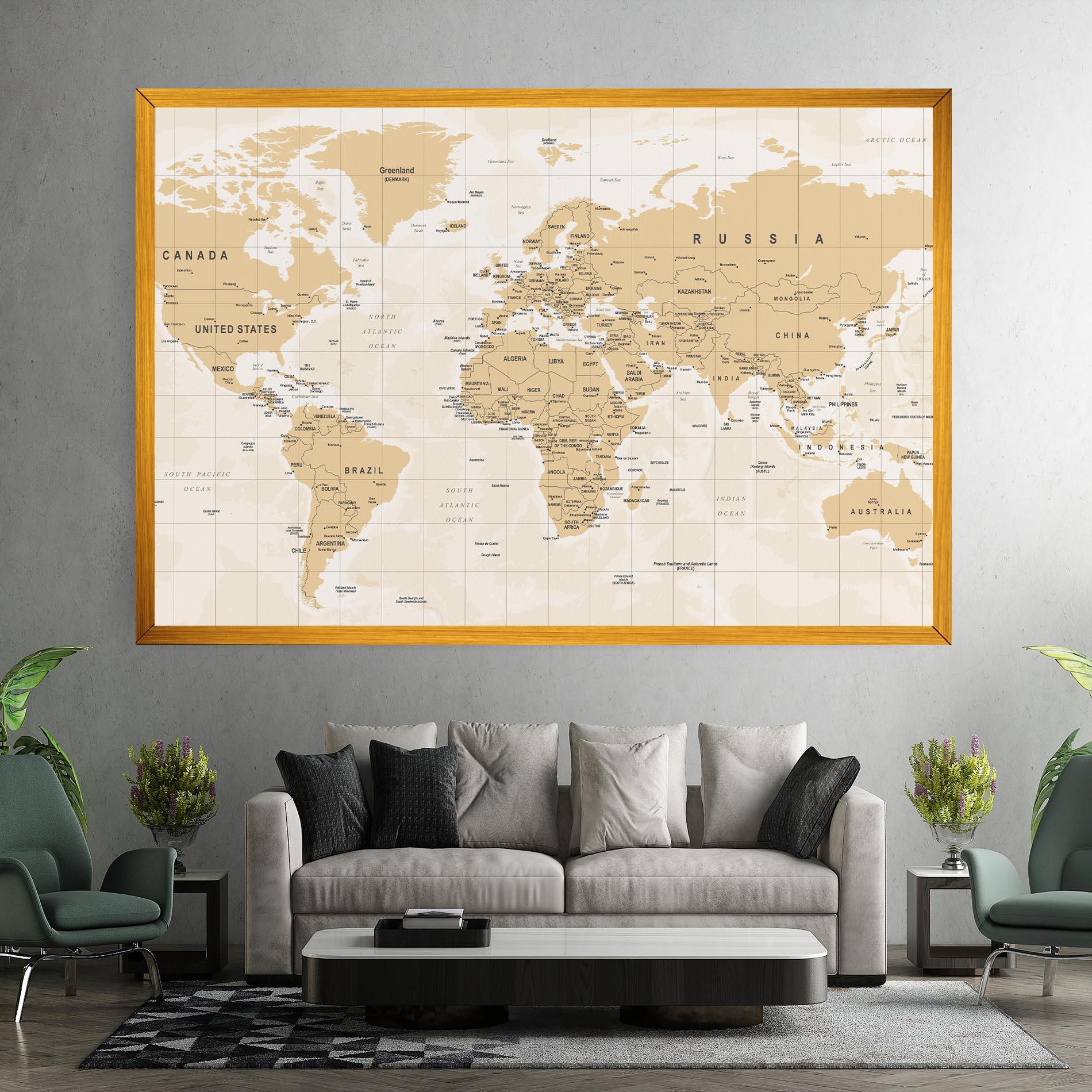 Картина на платно World Old Map mockup 7