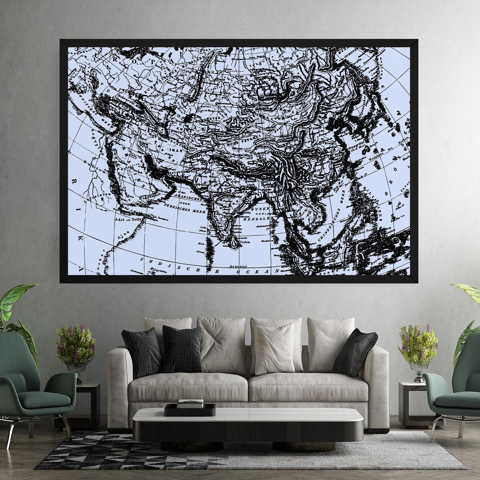 Картина на платно Blue Old Map mockup 7