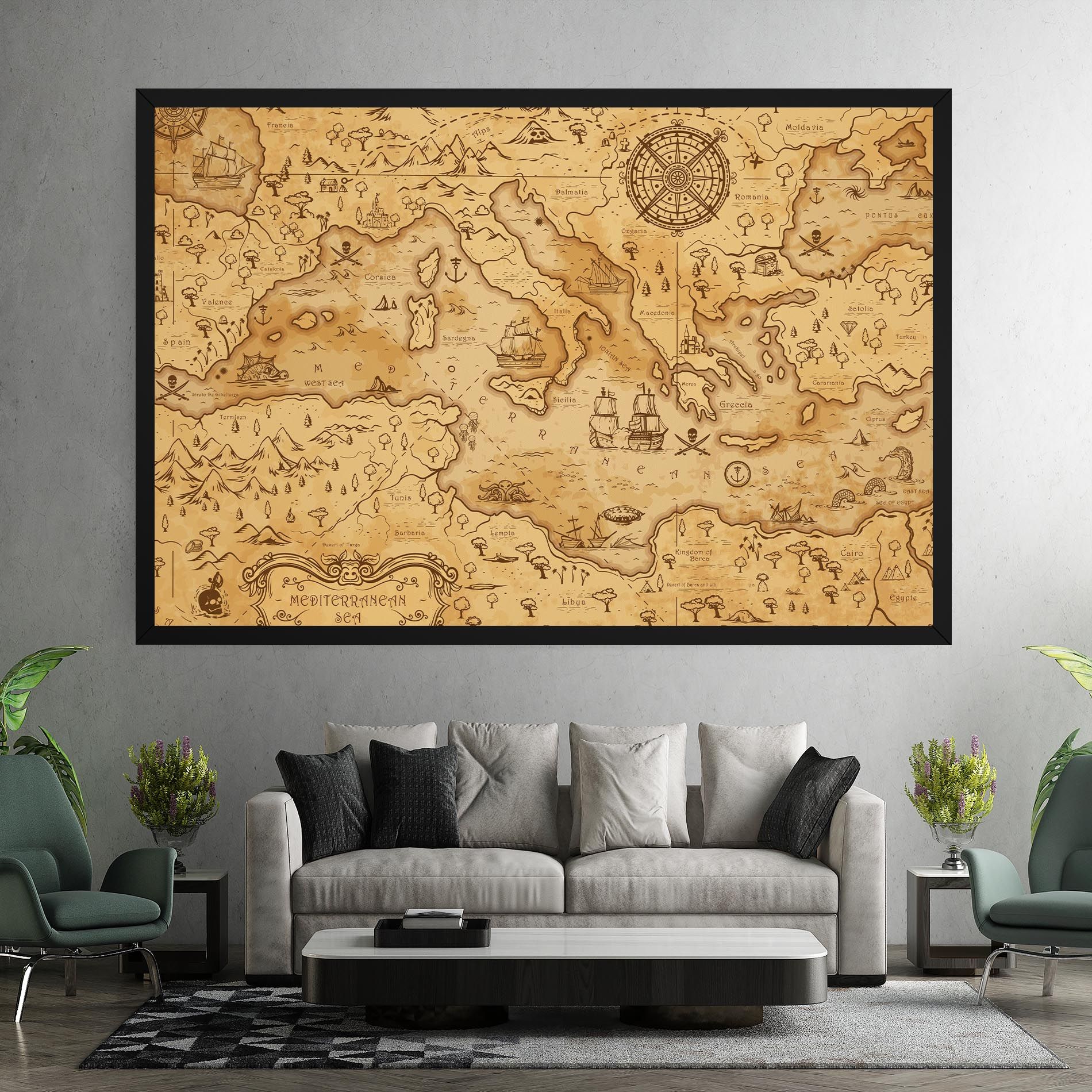 Cream Brown Map mockup 7