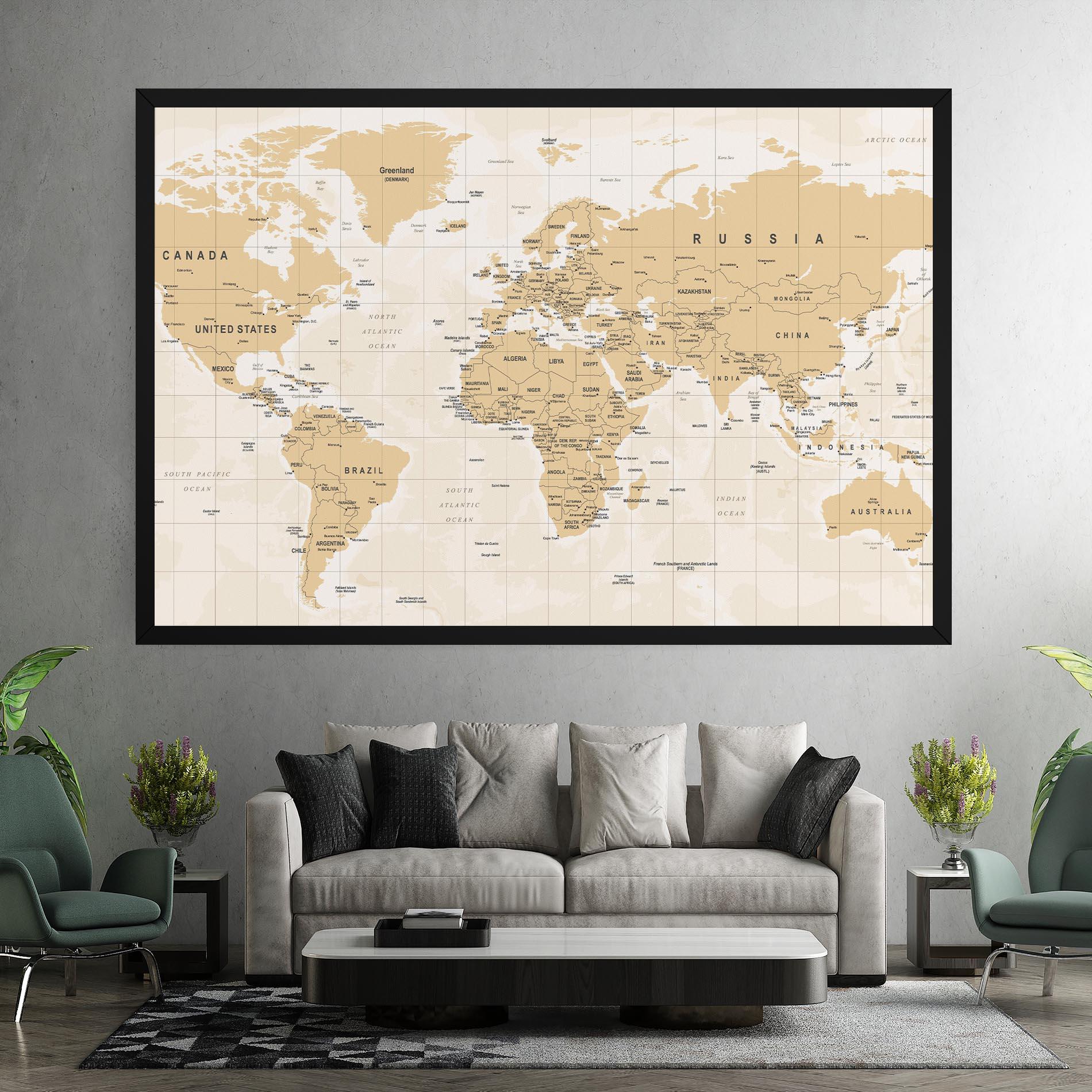 Картина на платно World Old Map mockup 7