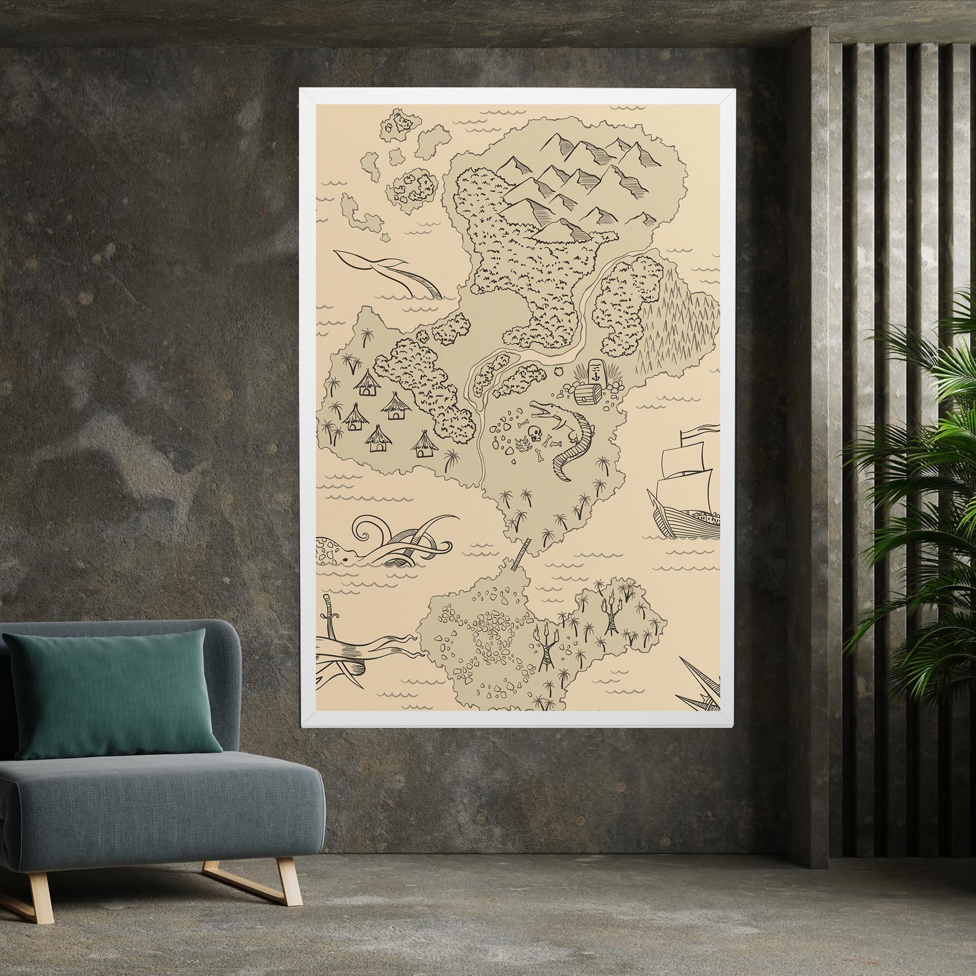 Картина на платно Island Old Map mockup 7