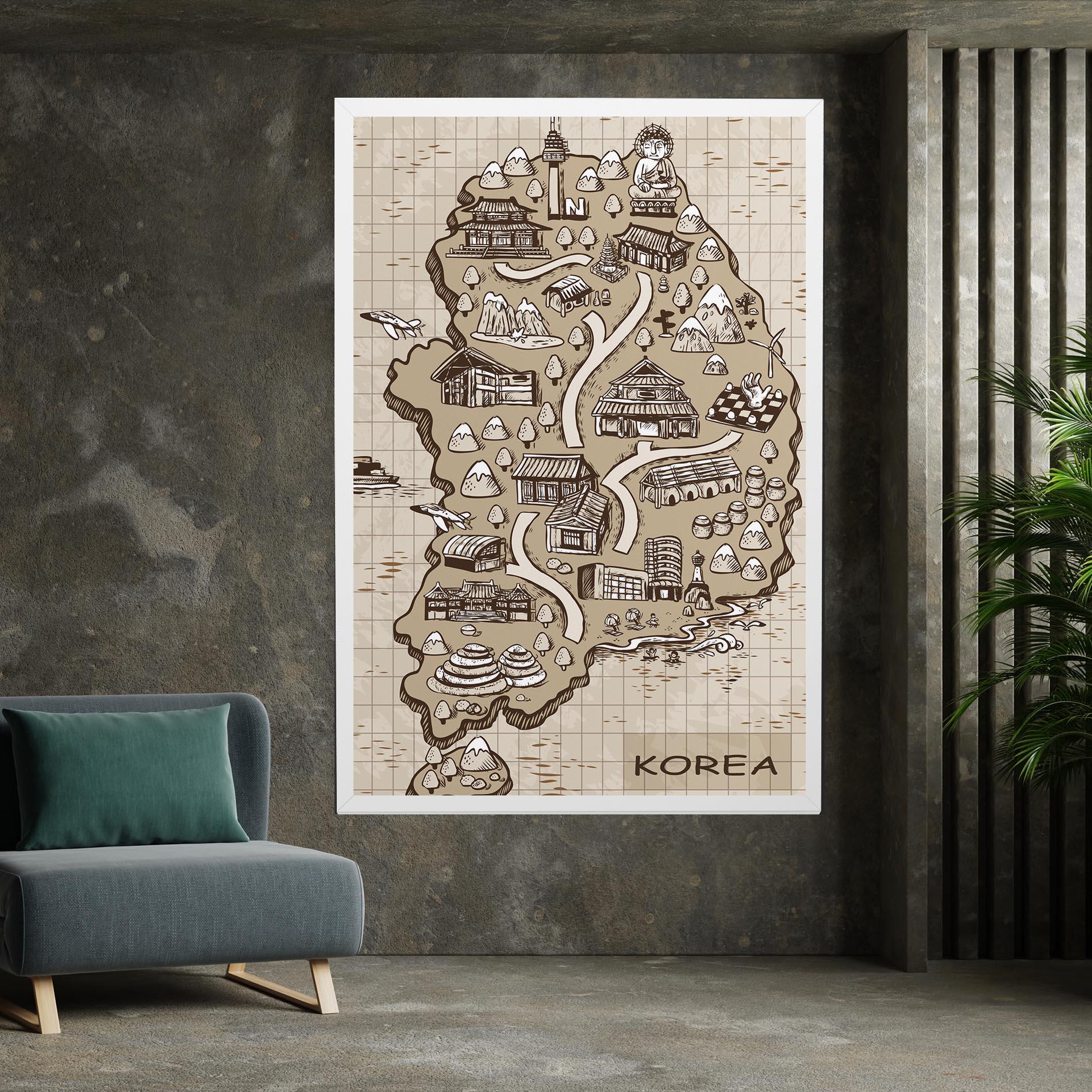 Картина на платно Old Korea Map mockup 7