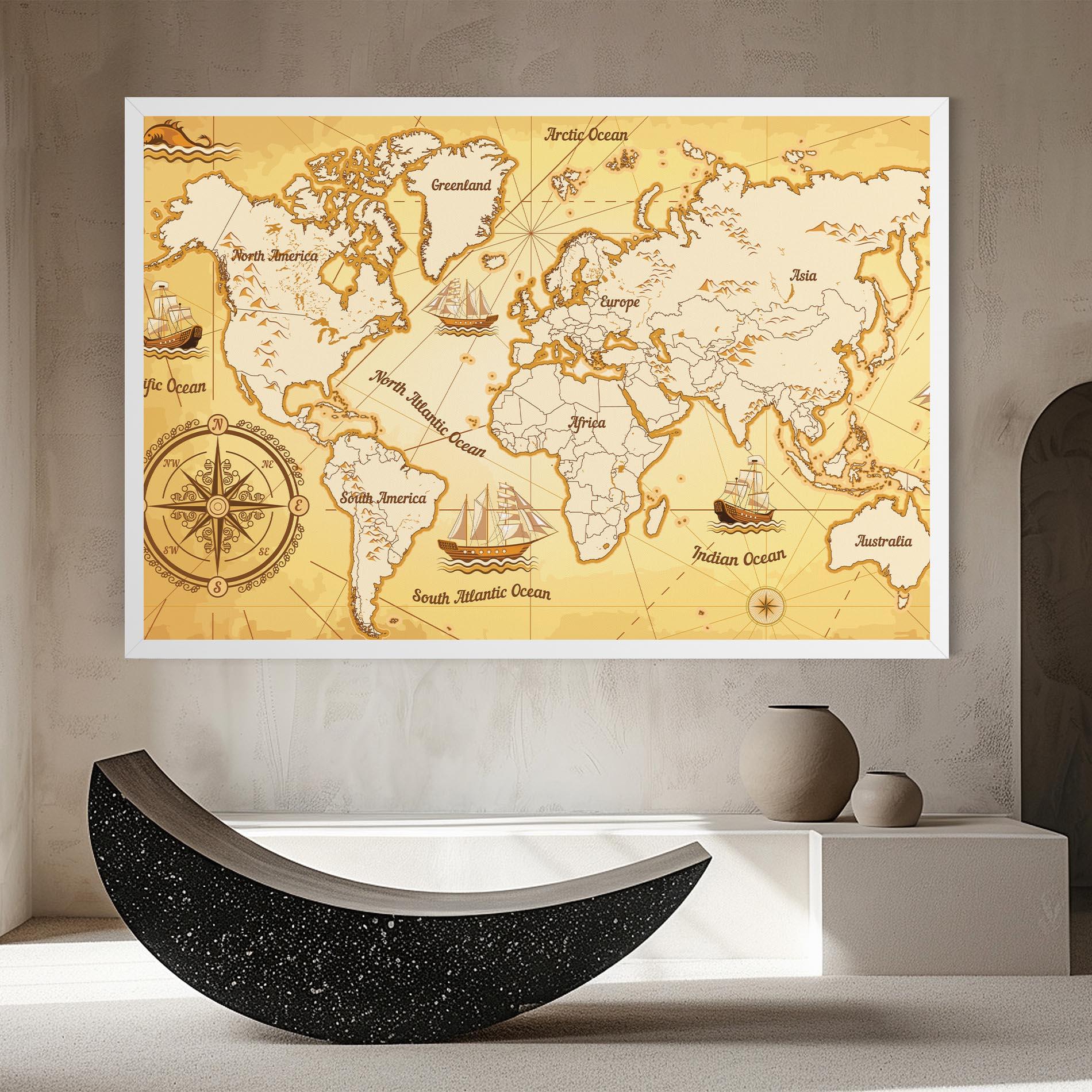 Картина на платно Gold Vintage Map mockup 8