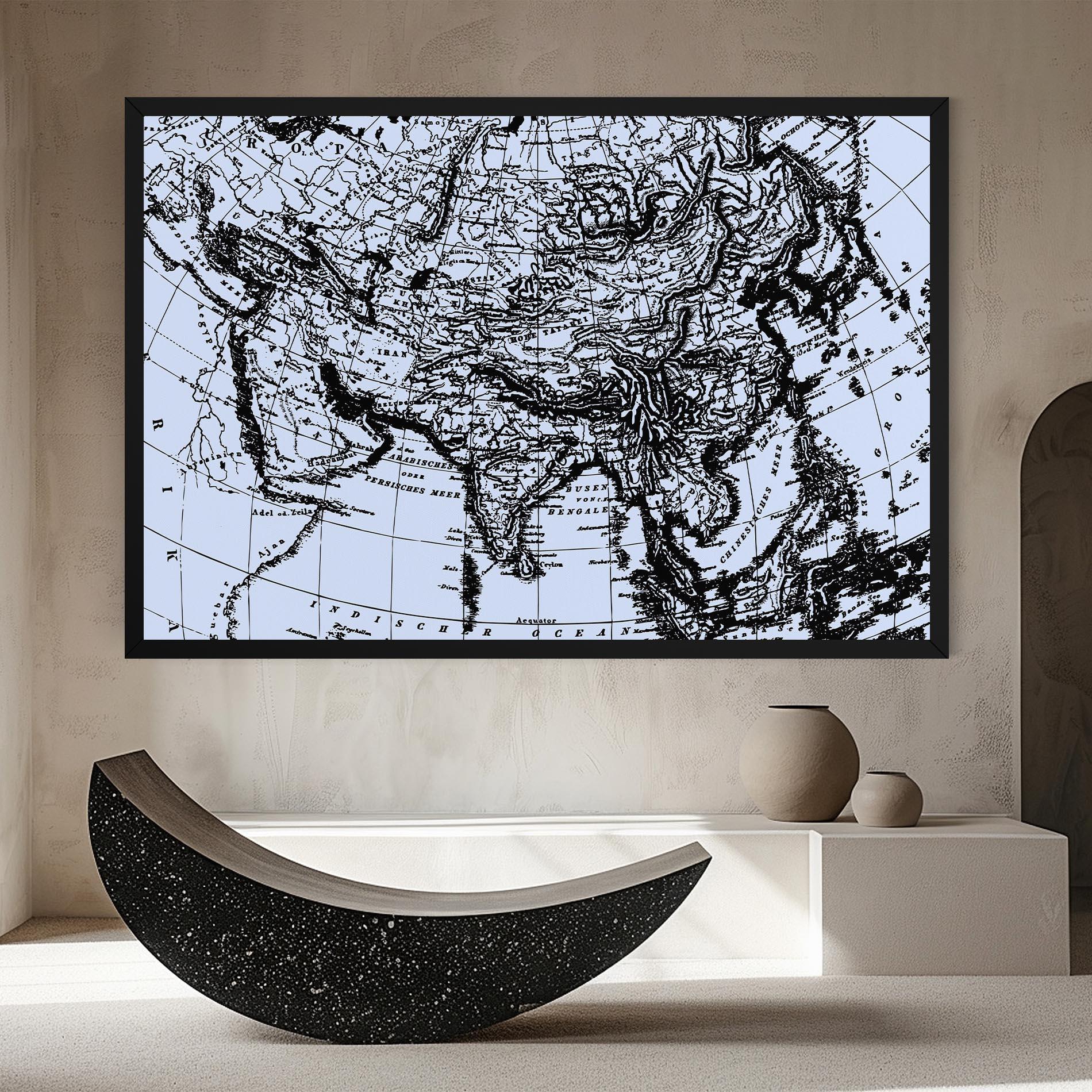 Картина на платно Blue Old Map mockup 8