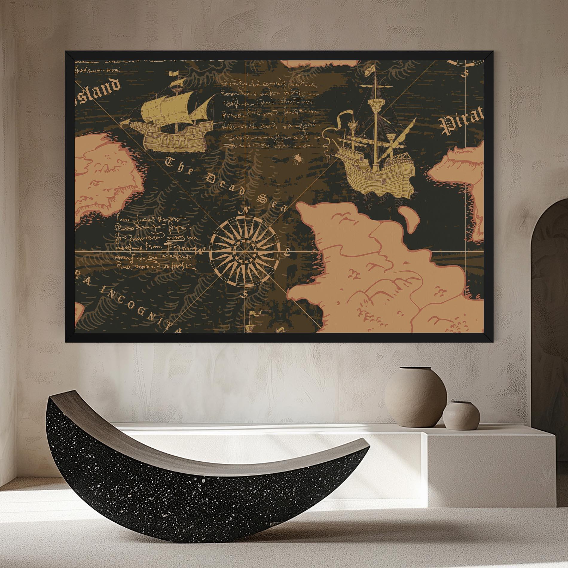 Картина на платно Cool Old Map mockup 8