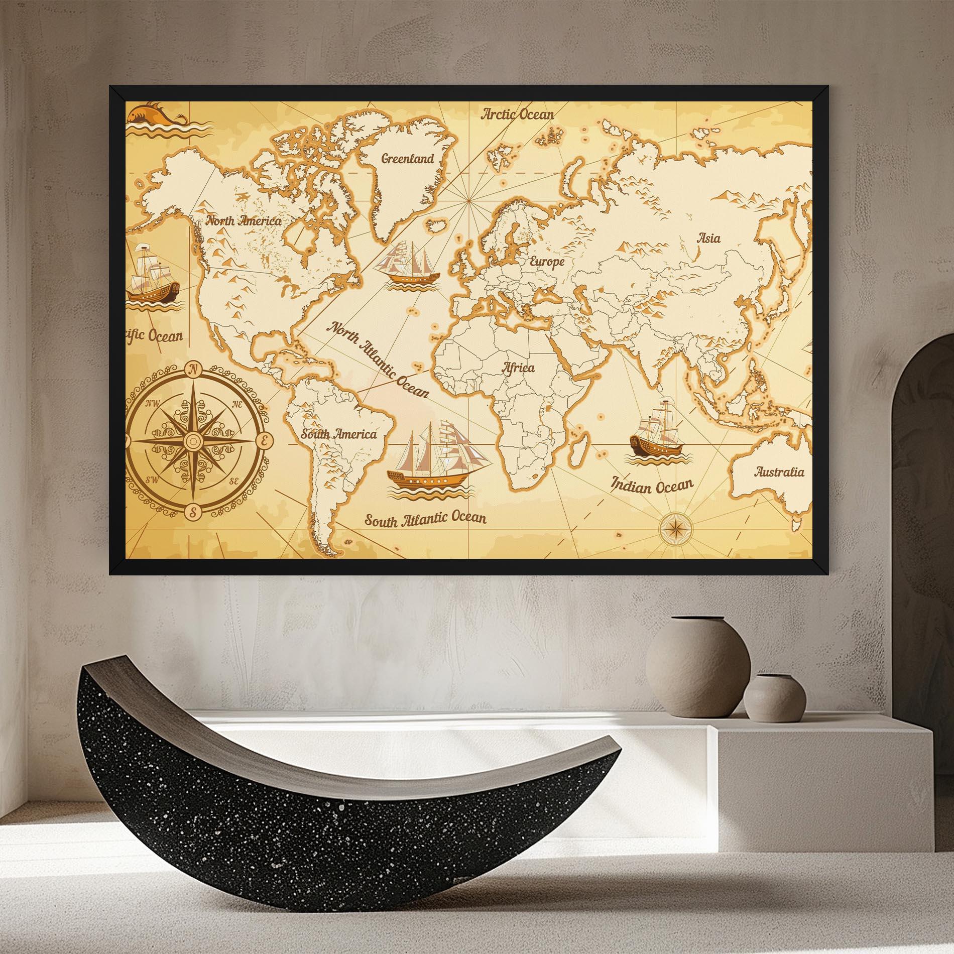 Картина на платно Gold Old Map mockup 8