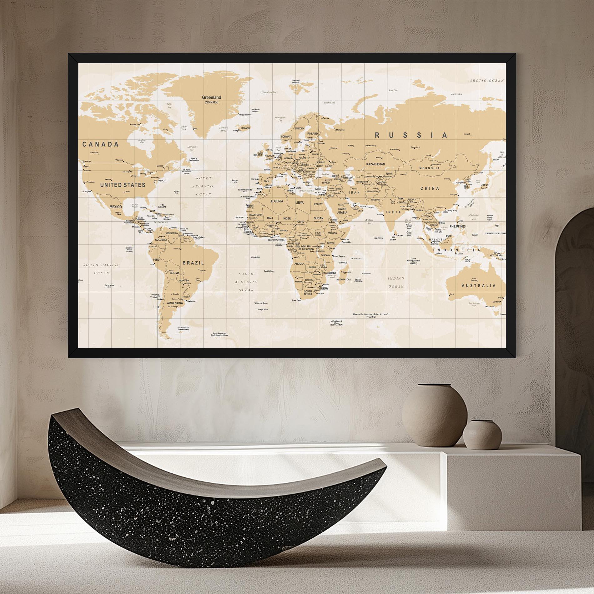 Картина на платно World Old Map mockup 8