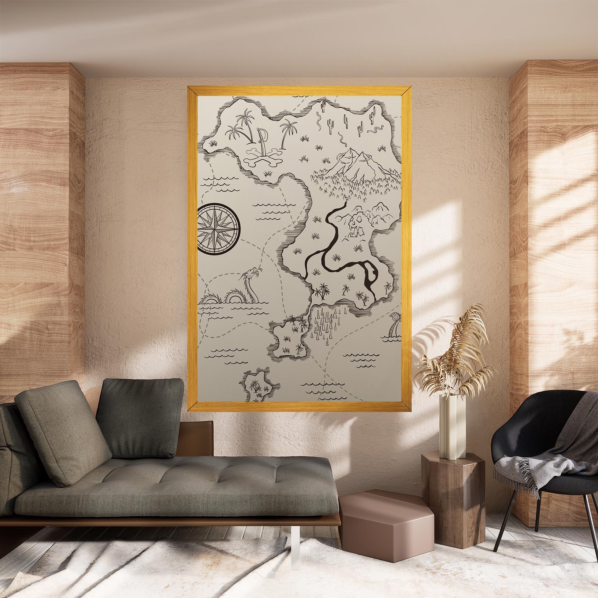 Картина на платно Cream Island Map mockup 8