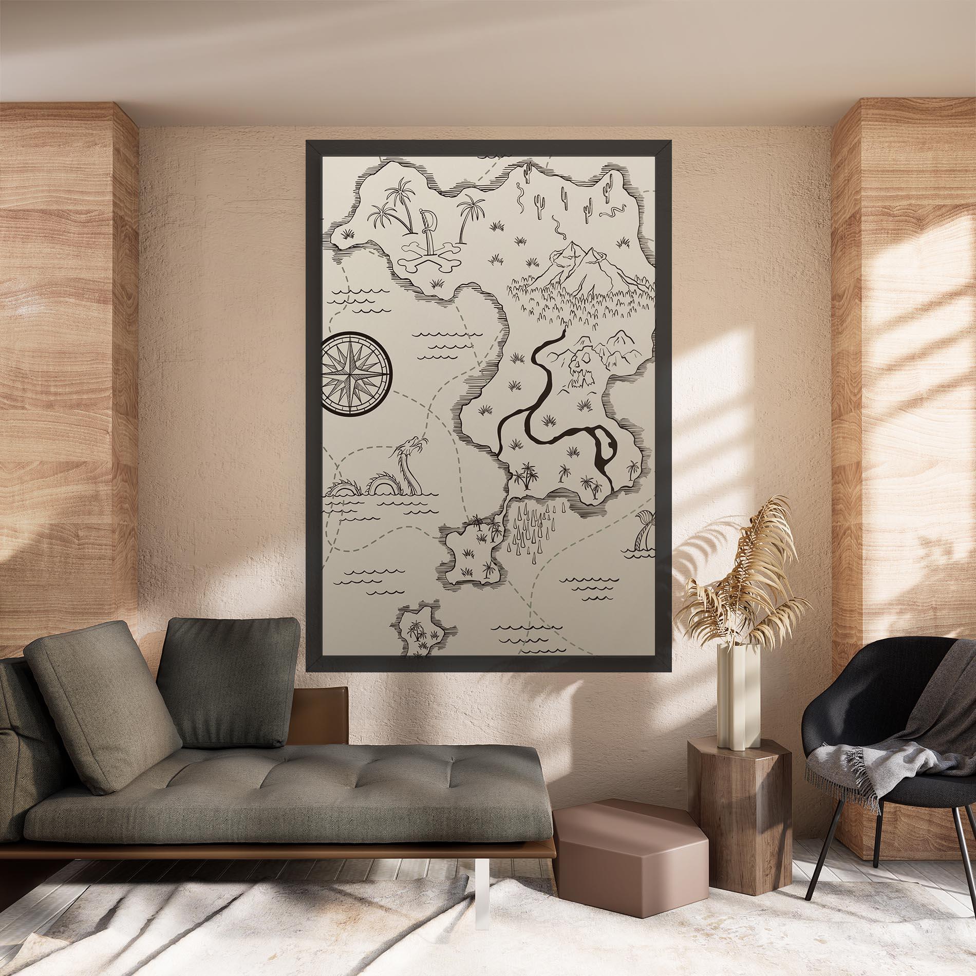 Картина на платно Cream Island Map mockup 8