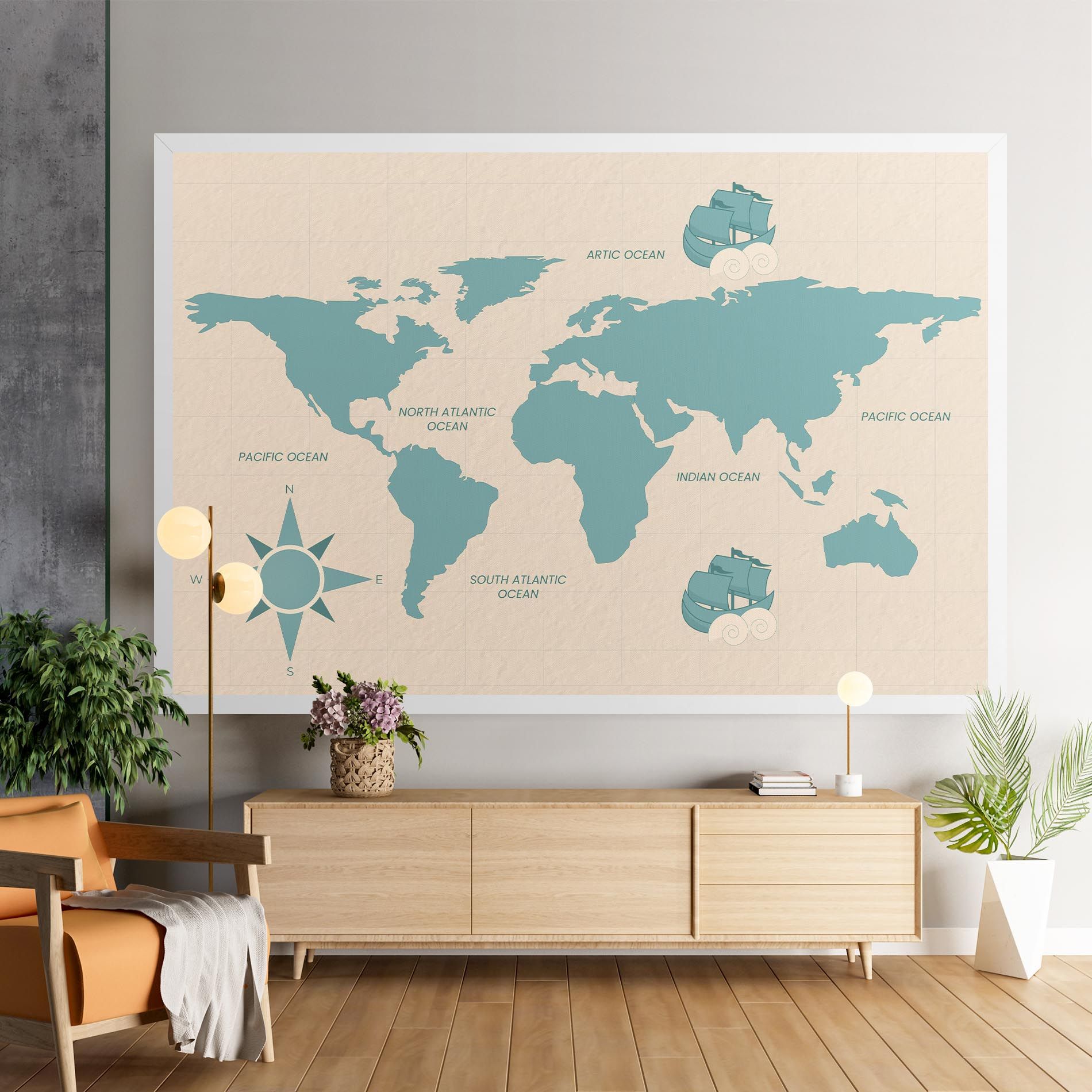Cream Blue Map mockup 9