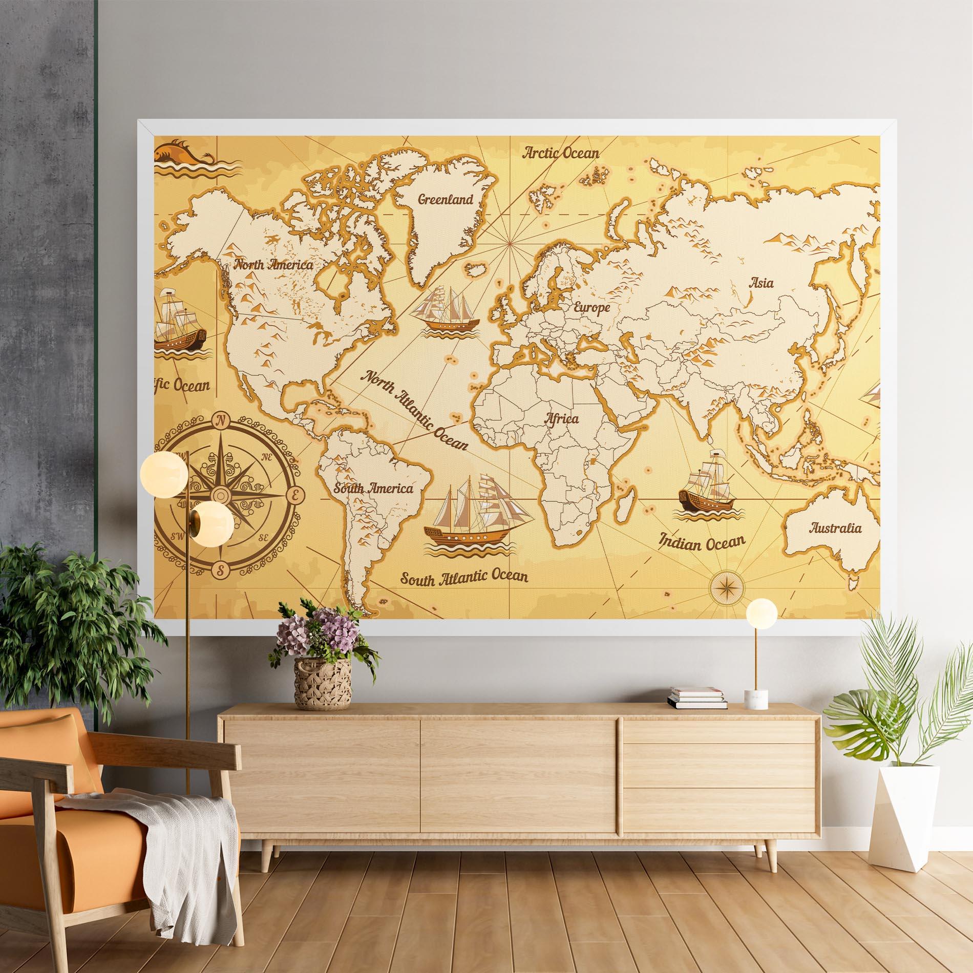 Картина на платно Gold Vintage Map mockup 9