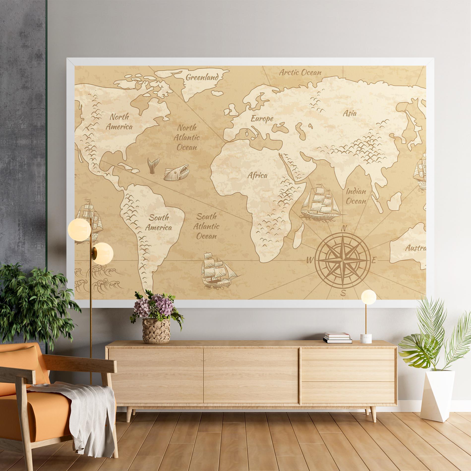 Картина на платно Old Continents Map mockup 9