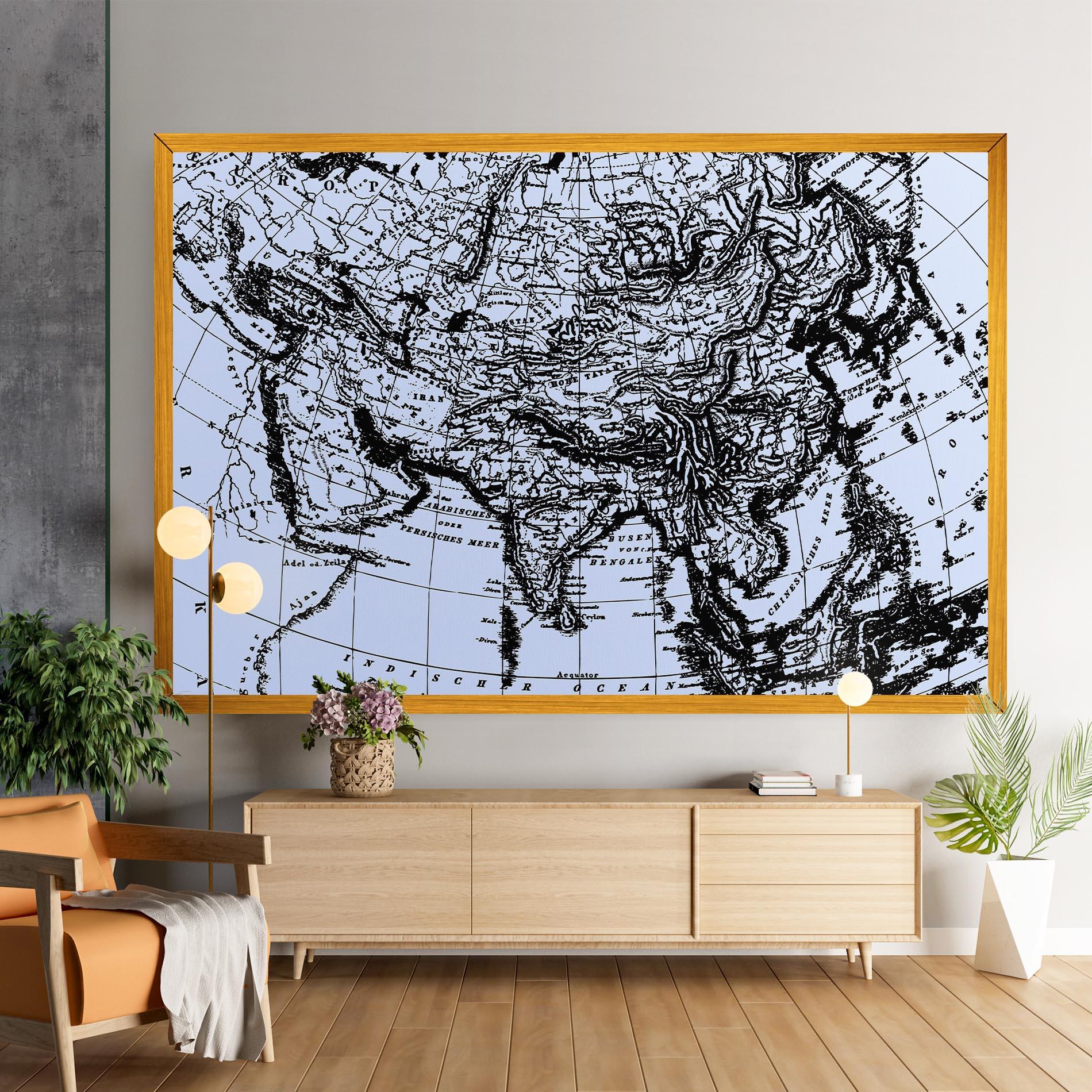 Картина на платно Blue Old Map mockup 9