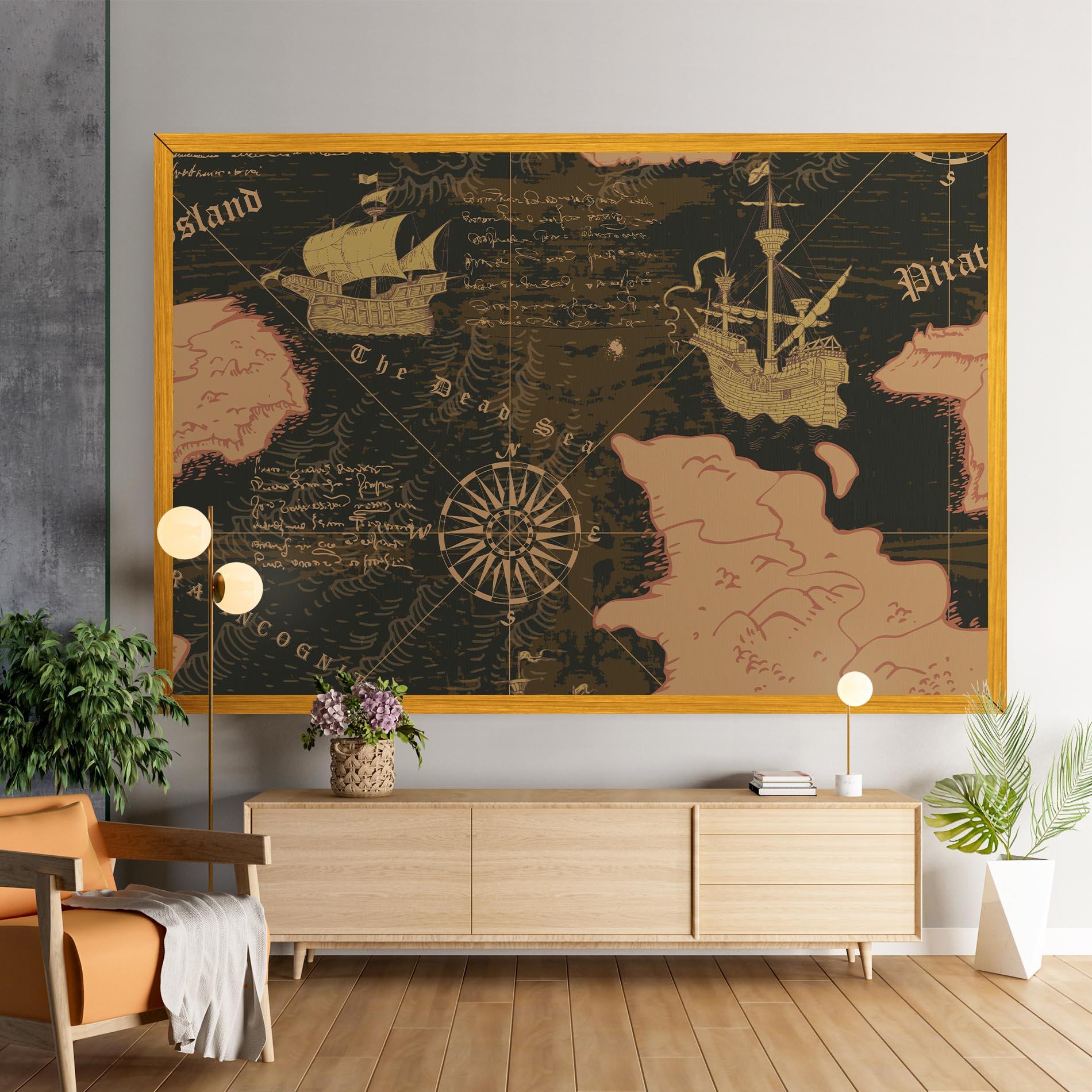 Картина на платно Cool Old Map mockup 9