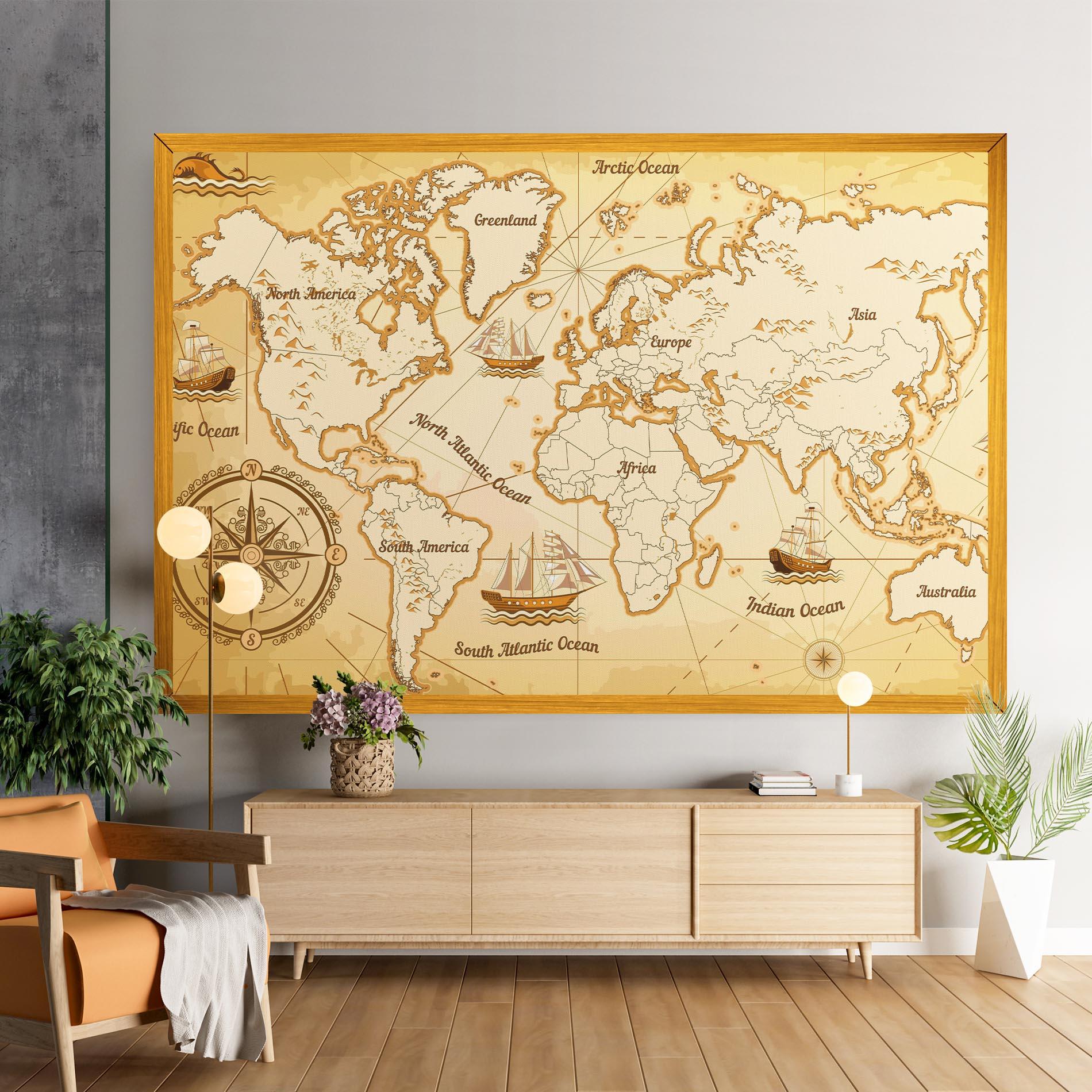 Картина на платно Gold Old Map mockup 9