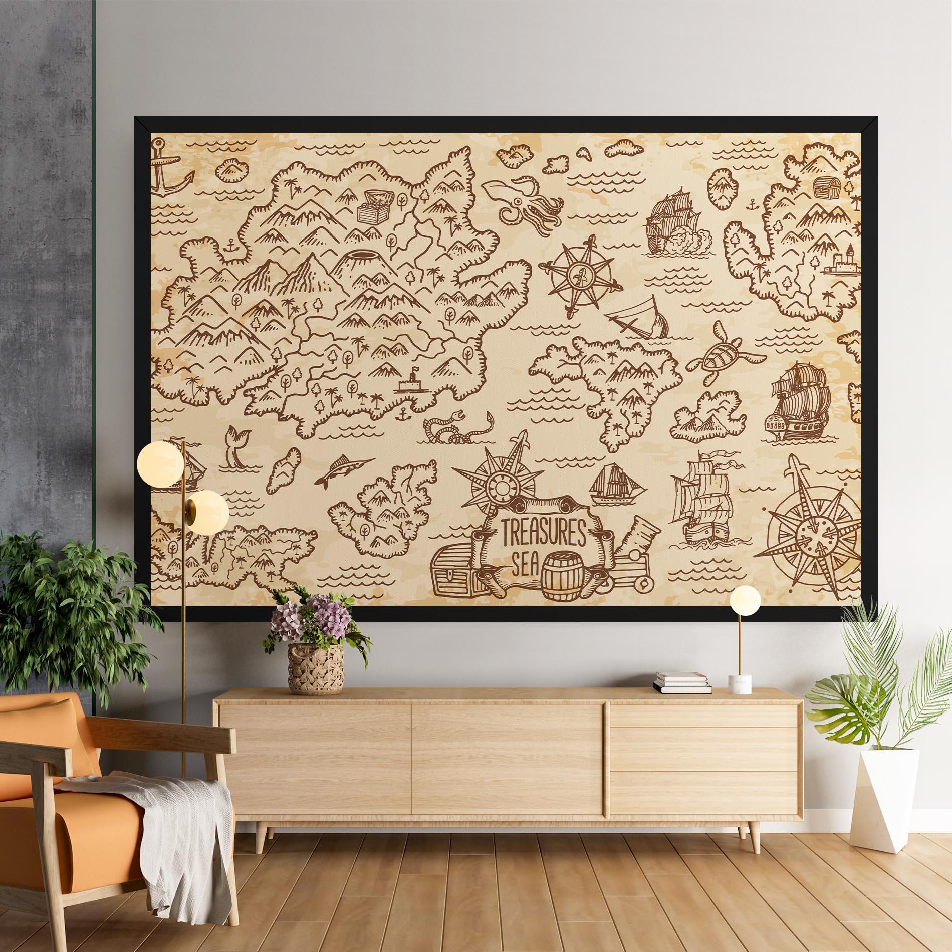 Картина на платно Cream Coffee Map mockup 9