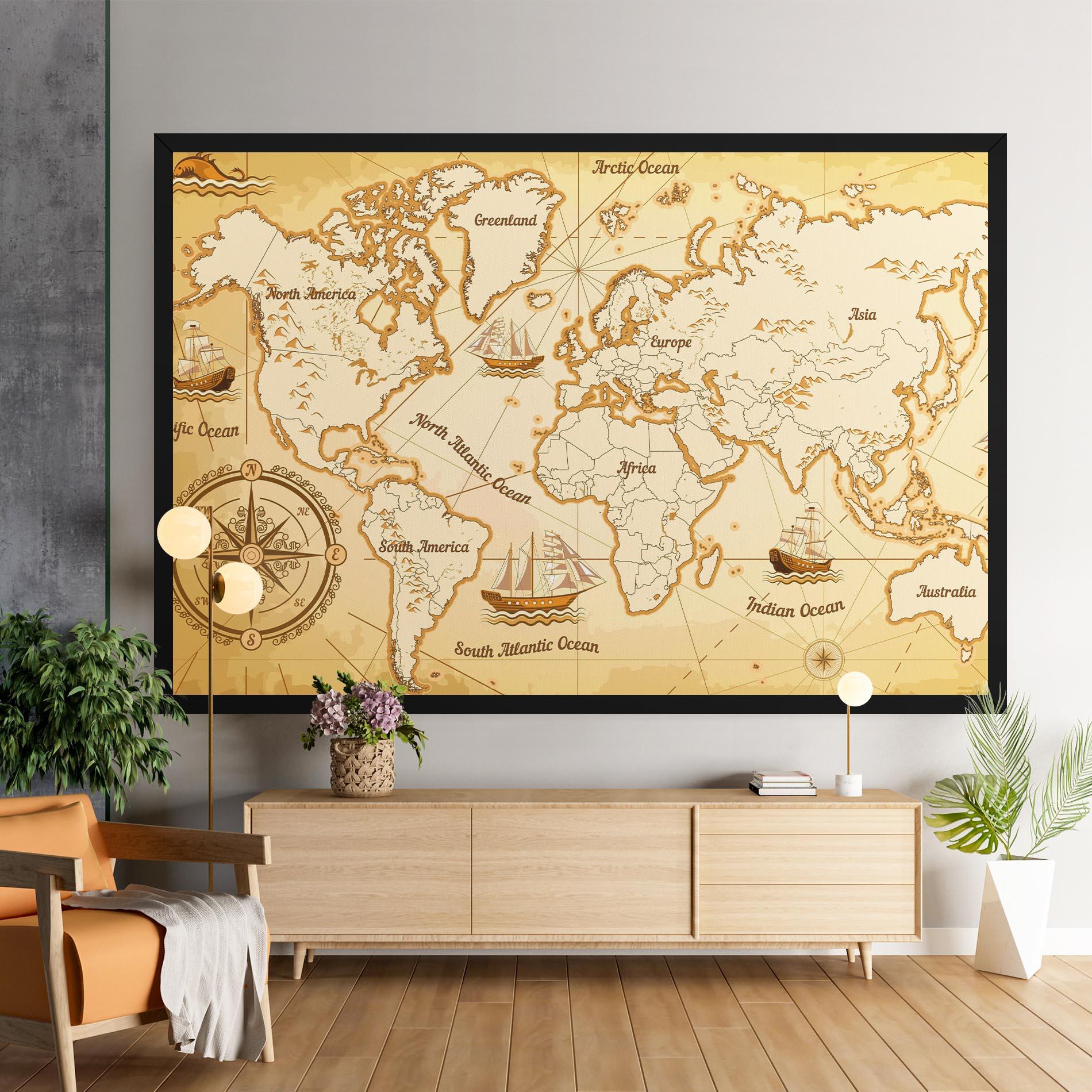 Картина на платно Gold Old Map mockup 9