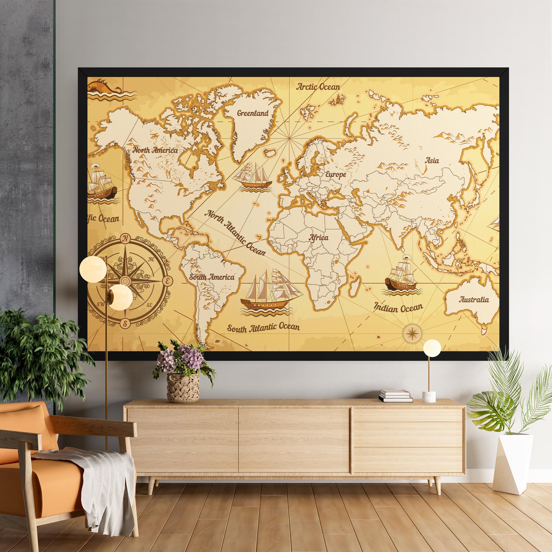 Картина на платно Gold Vintage Map mockup 9
