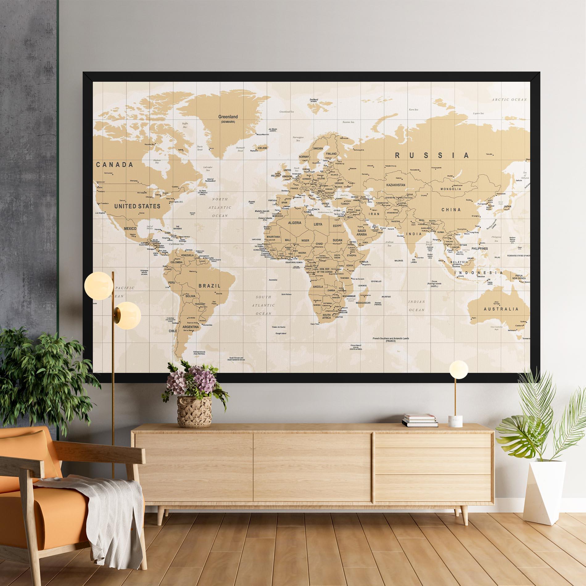 Картина на платно World Old Map mockup 9