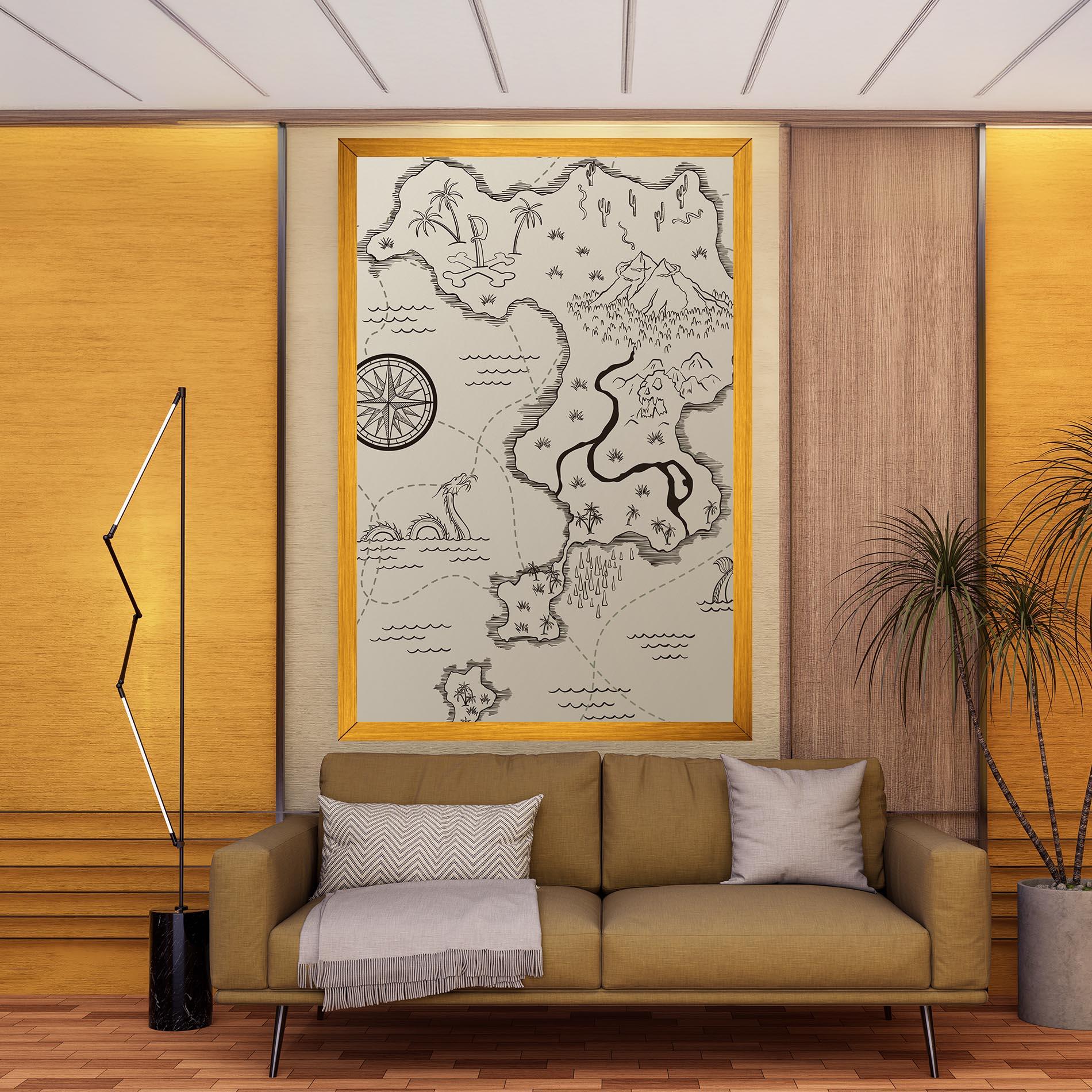 Картина на платно Cream Island Map mockup 9