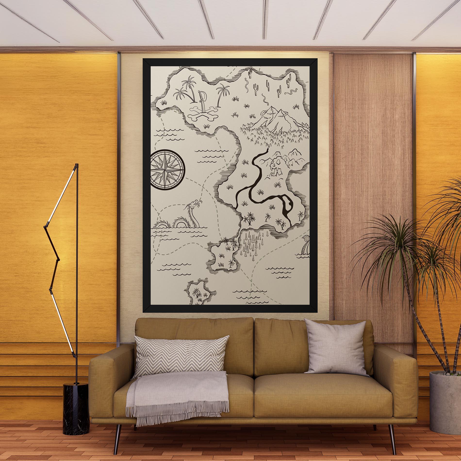 Картина на платно Cream Island Map mockup 9