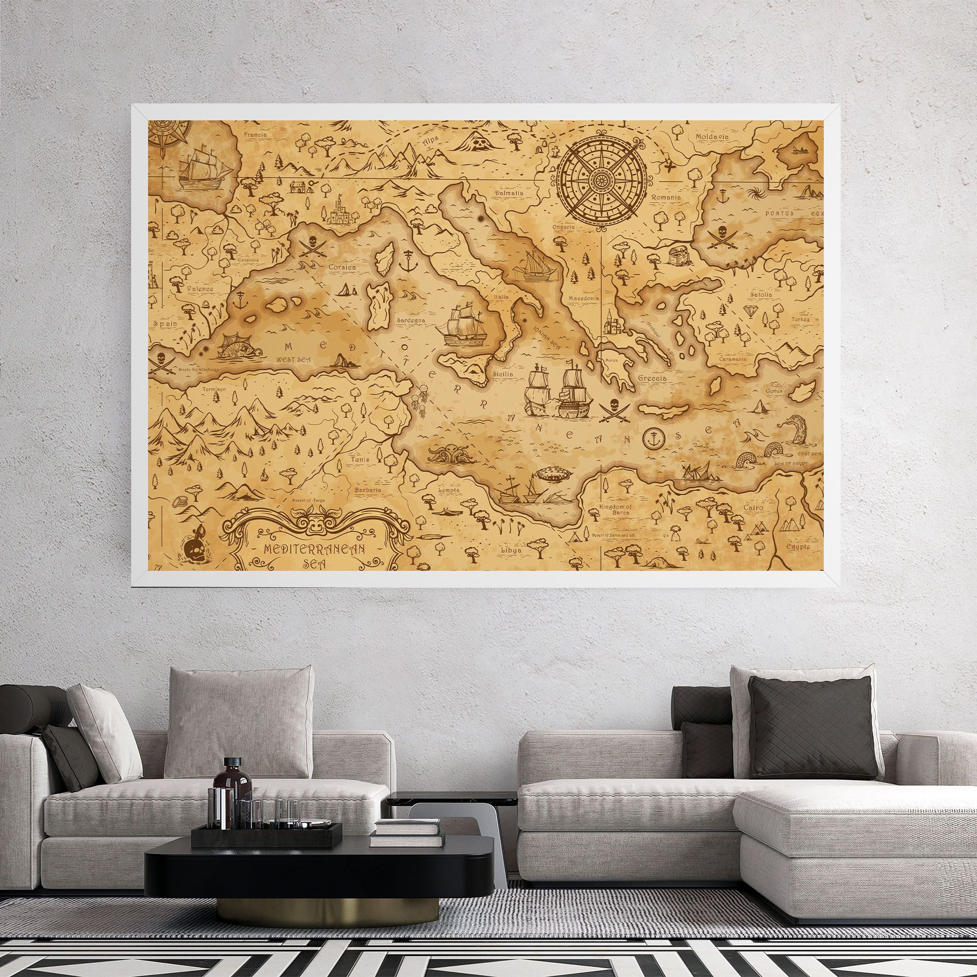 Cream Brown Map mockup 2