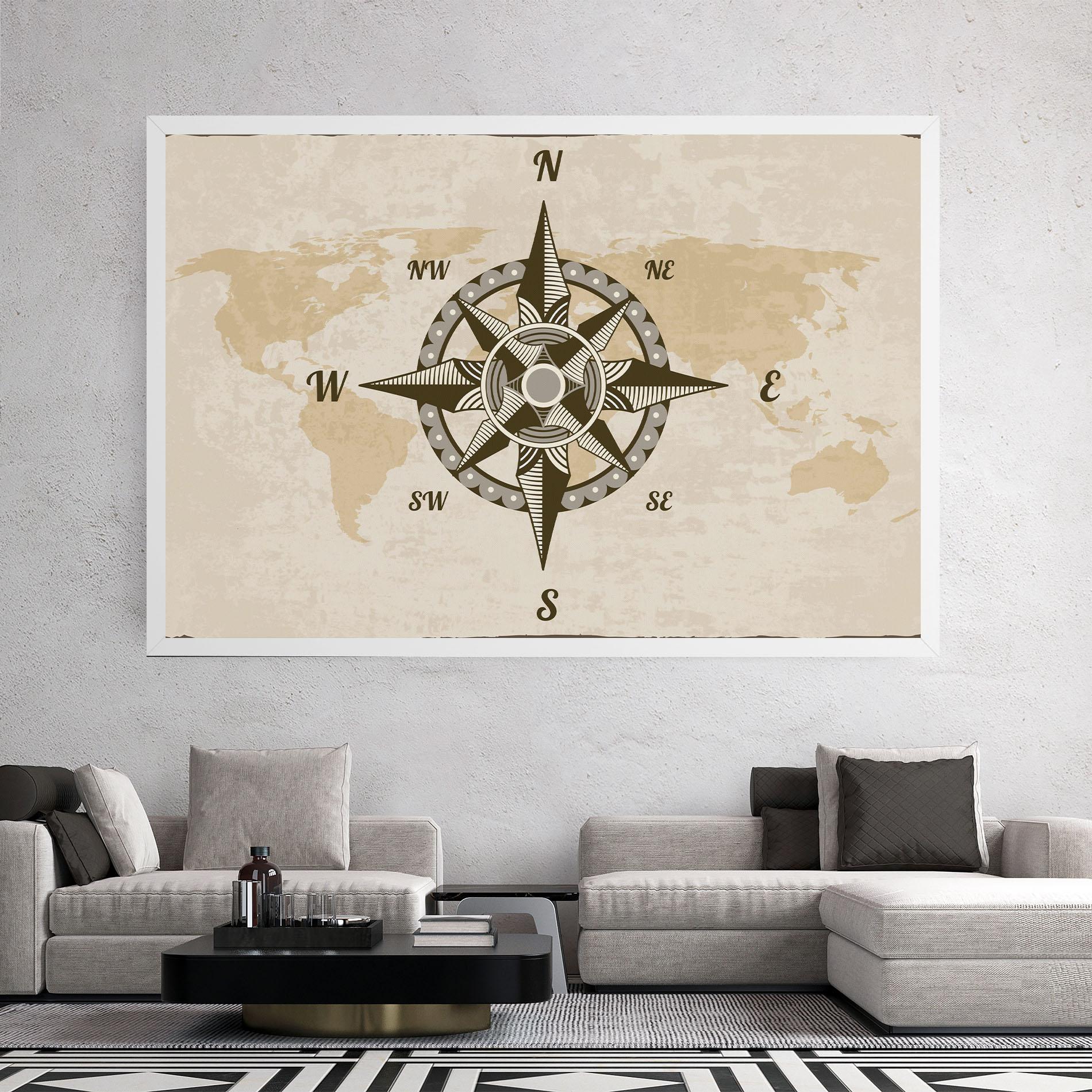 Картина на платно Nautical Compass mockup 2