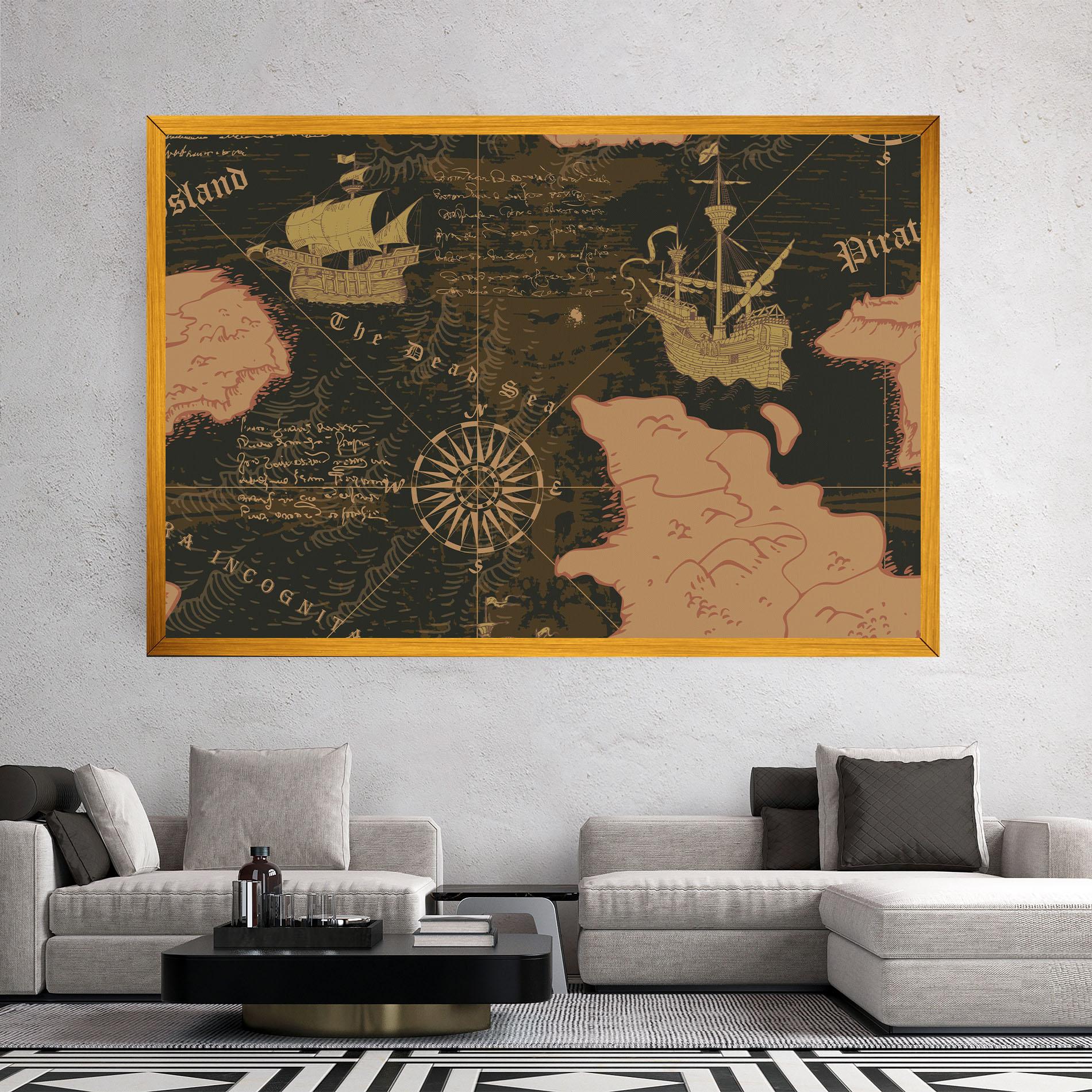 Картина на платно Cool Old Map mockup 2