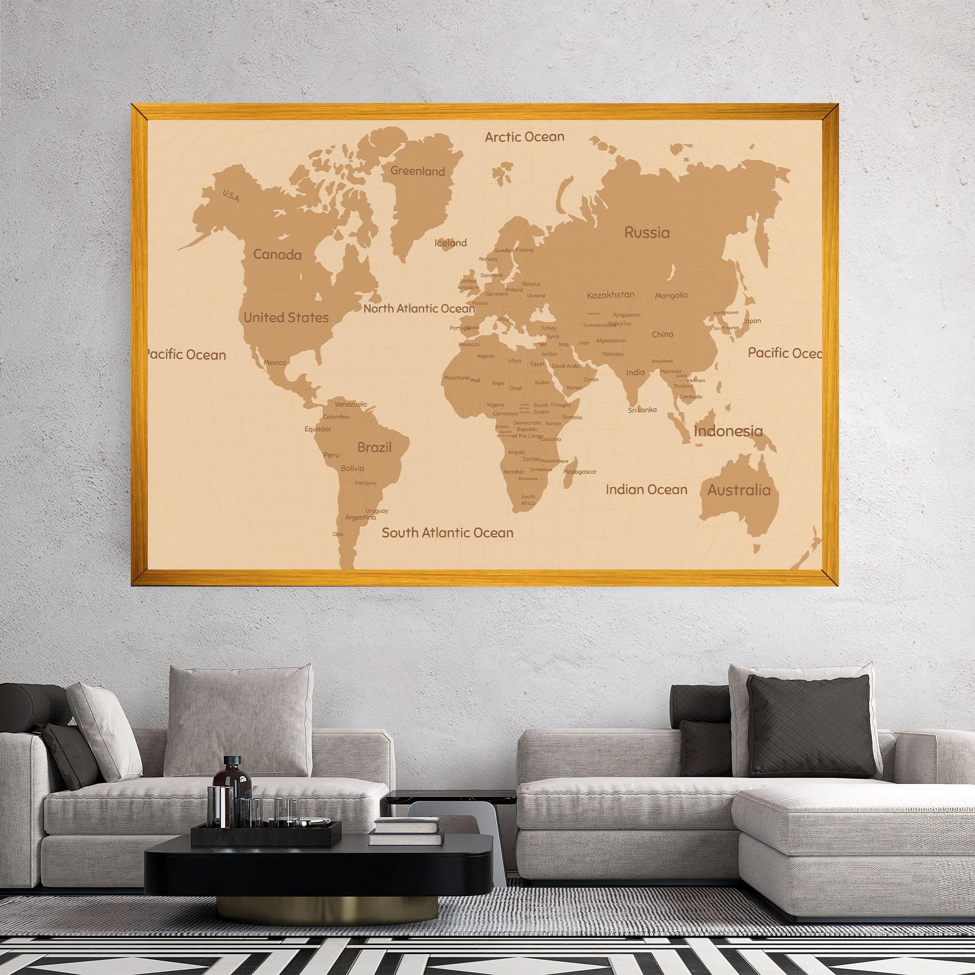 Картина на платно Ocean Old Map mockup 2